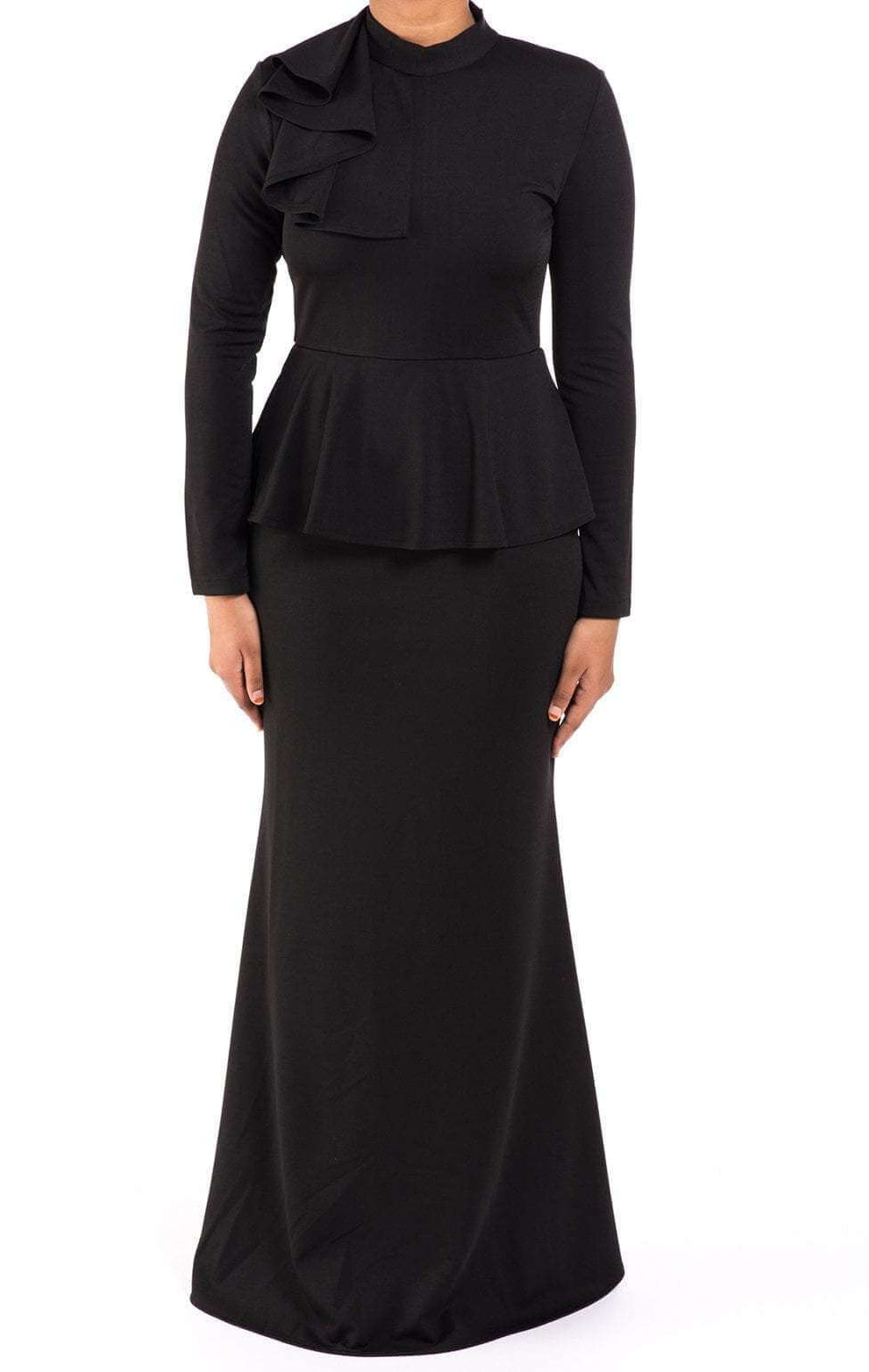 Black mock neck peplum dress Kabayare