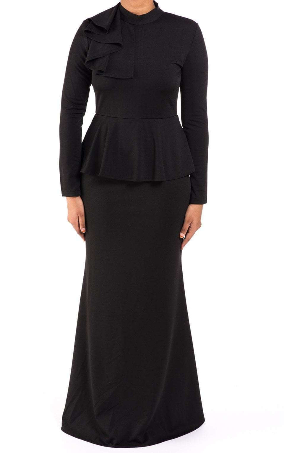 Black mock neck peplum dress Kabayare