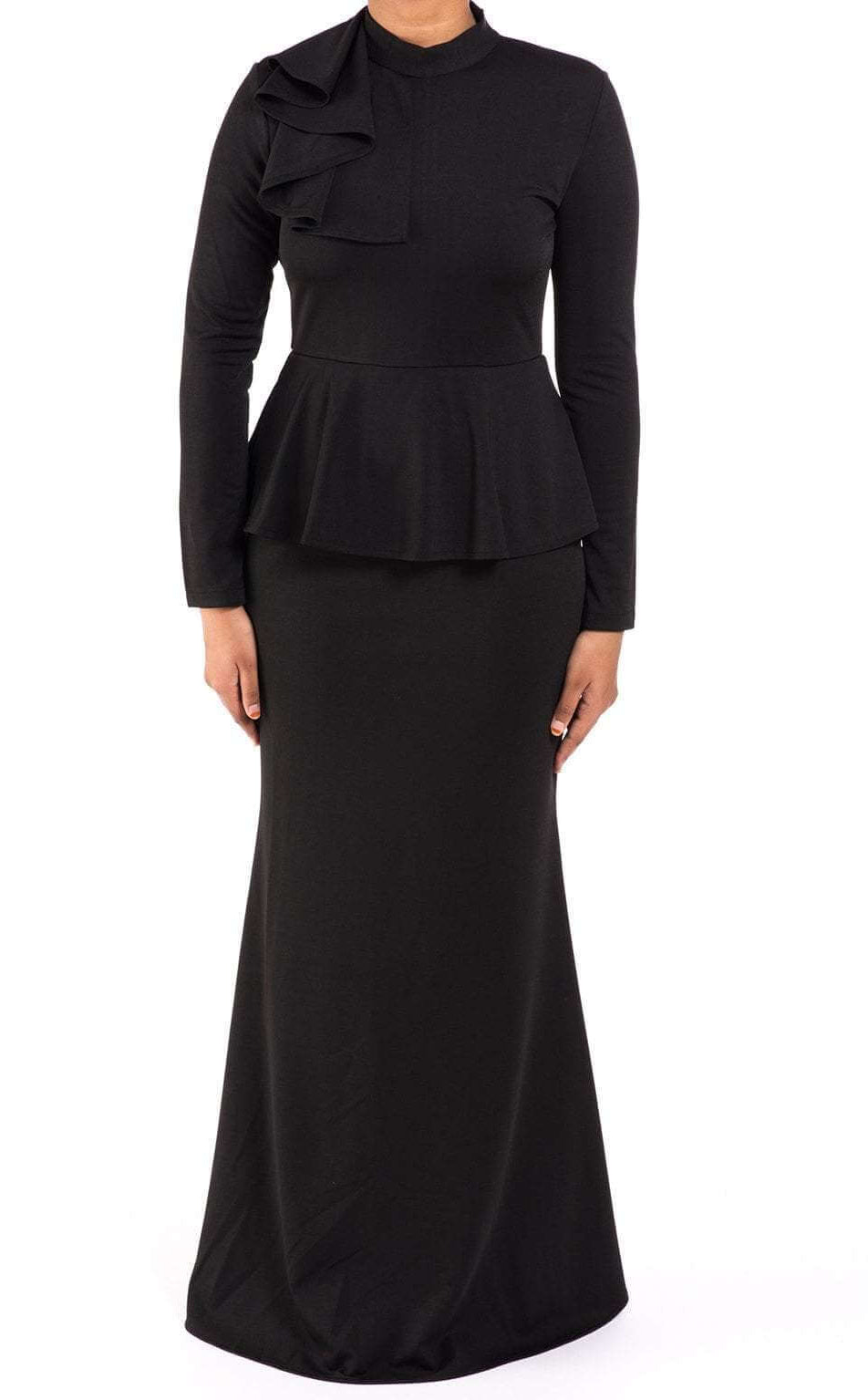 Black mock neck peplum dress Kabayare