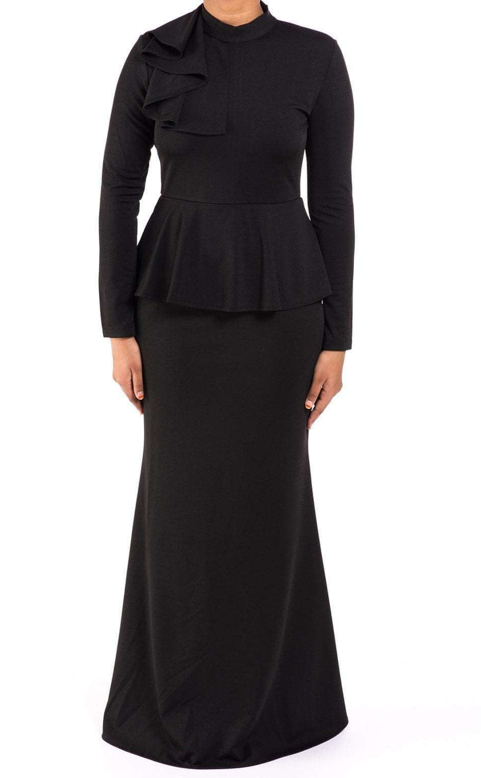 Black mock neck peplum dress Kabayare