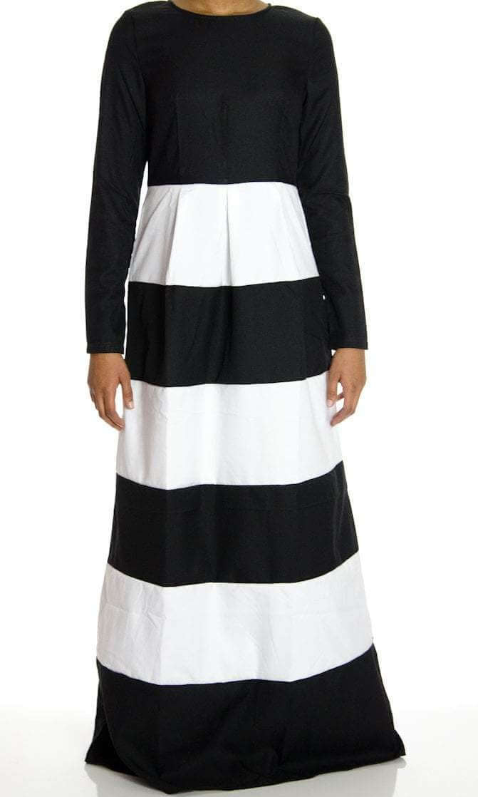 Black Modern Stripe Maxi dress Kabayare