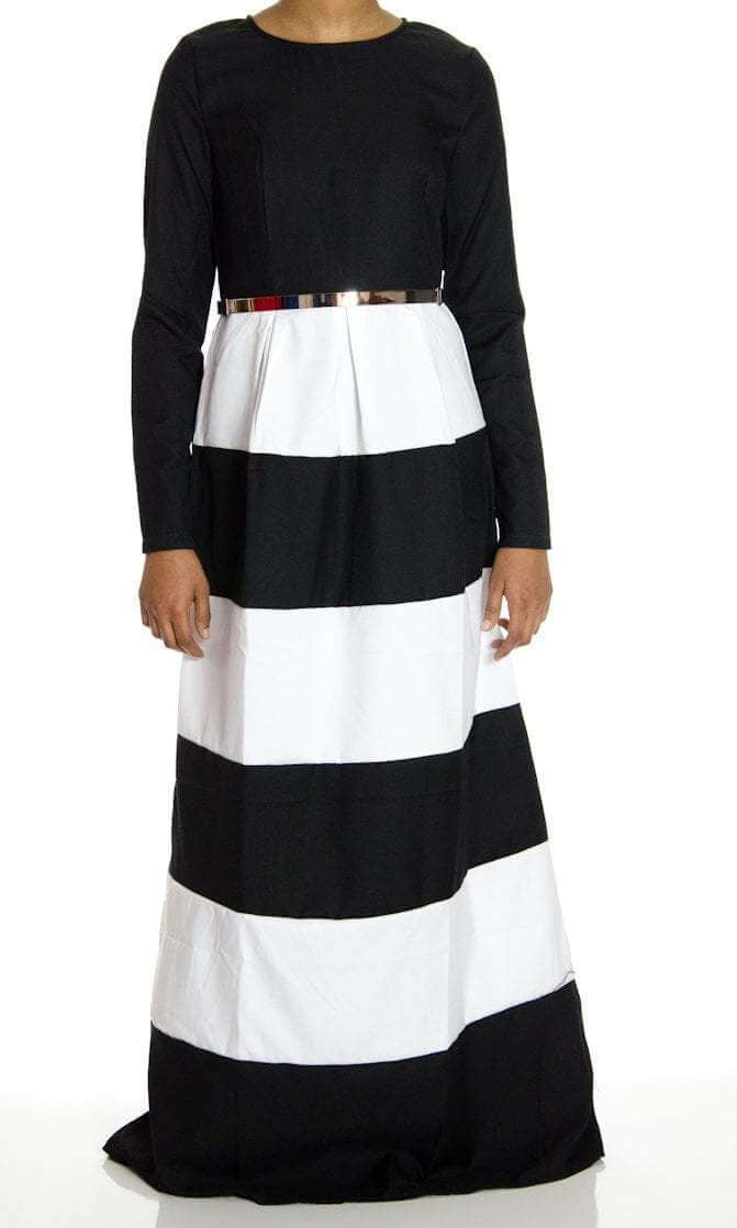 Black Modern Stripe Maxi dress Kabayare