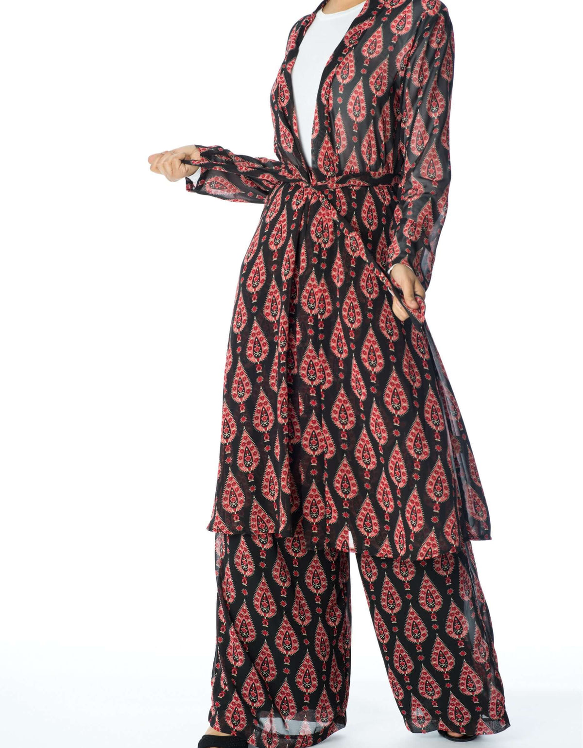 Black monniete print matching set Kabayare