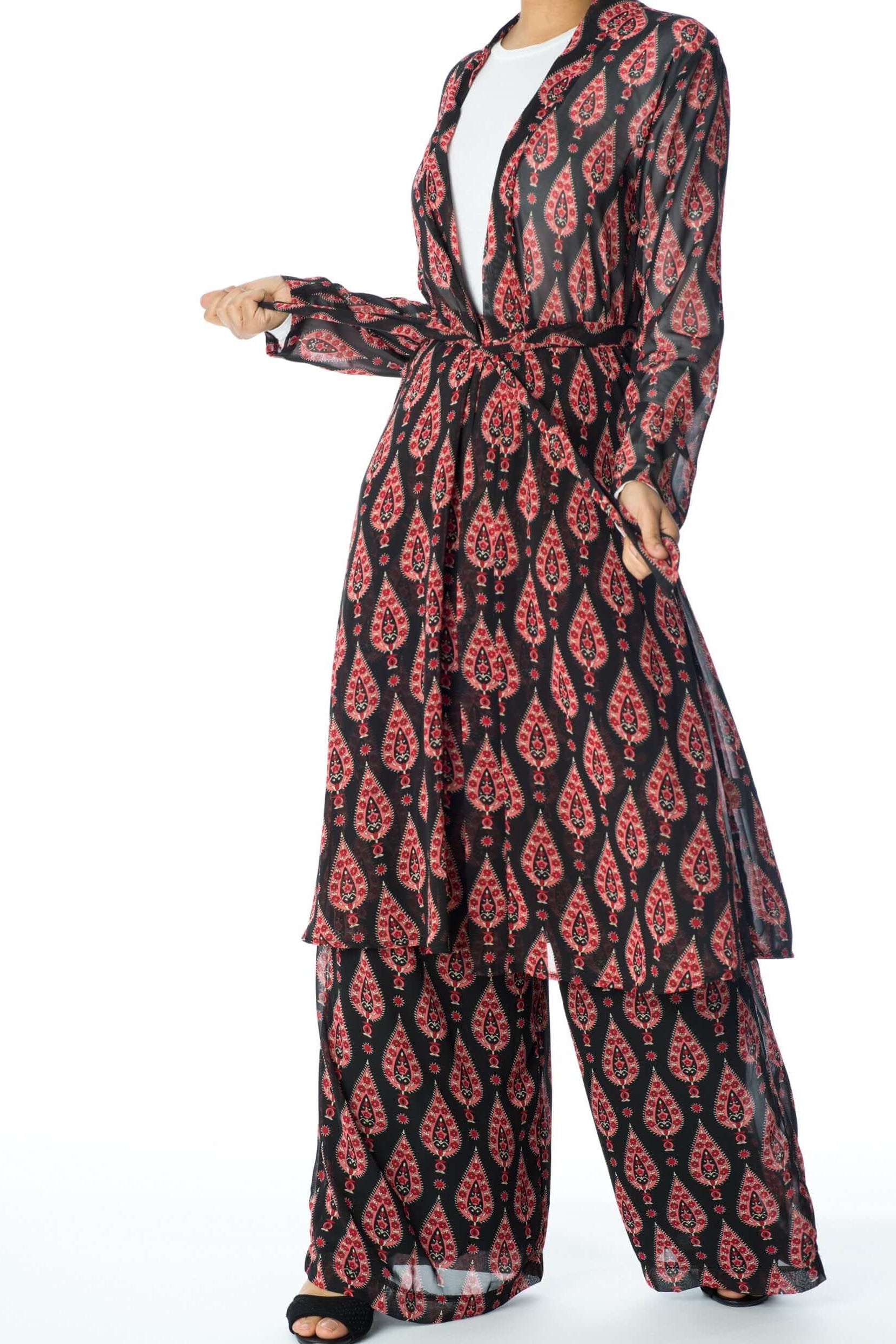 Black monniete print matching set Kabayare