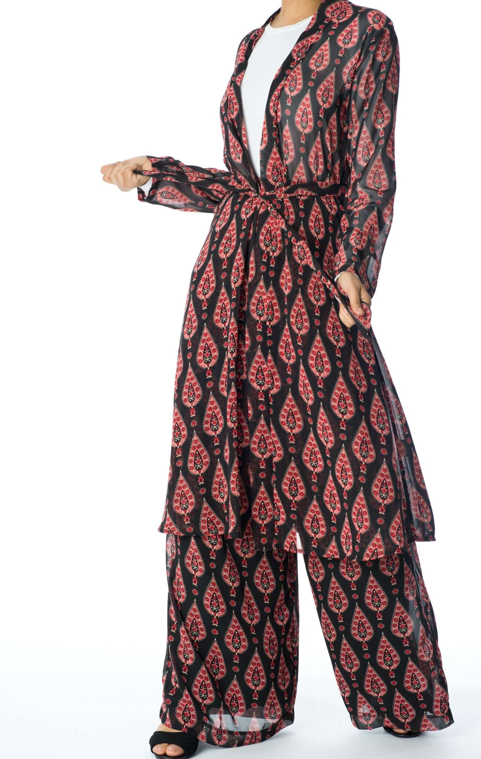 Black monniete print matching set Kabayare