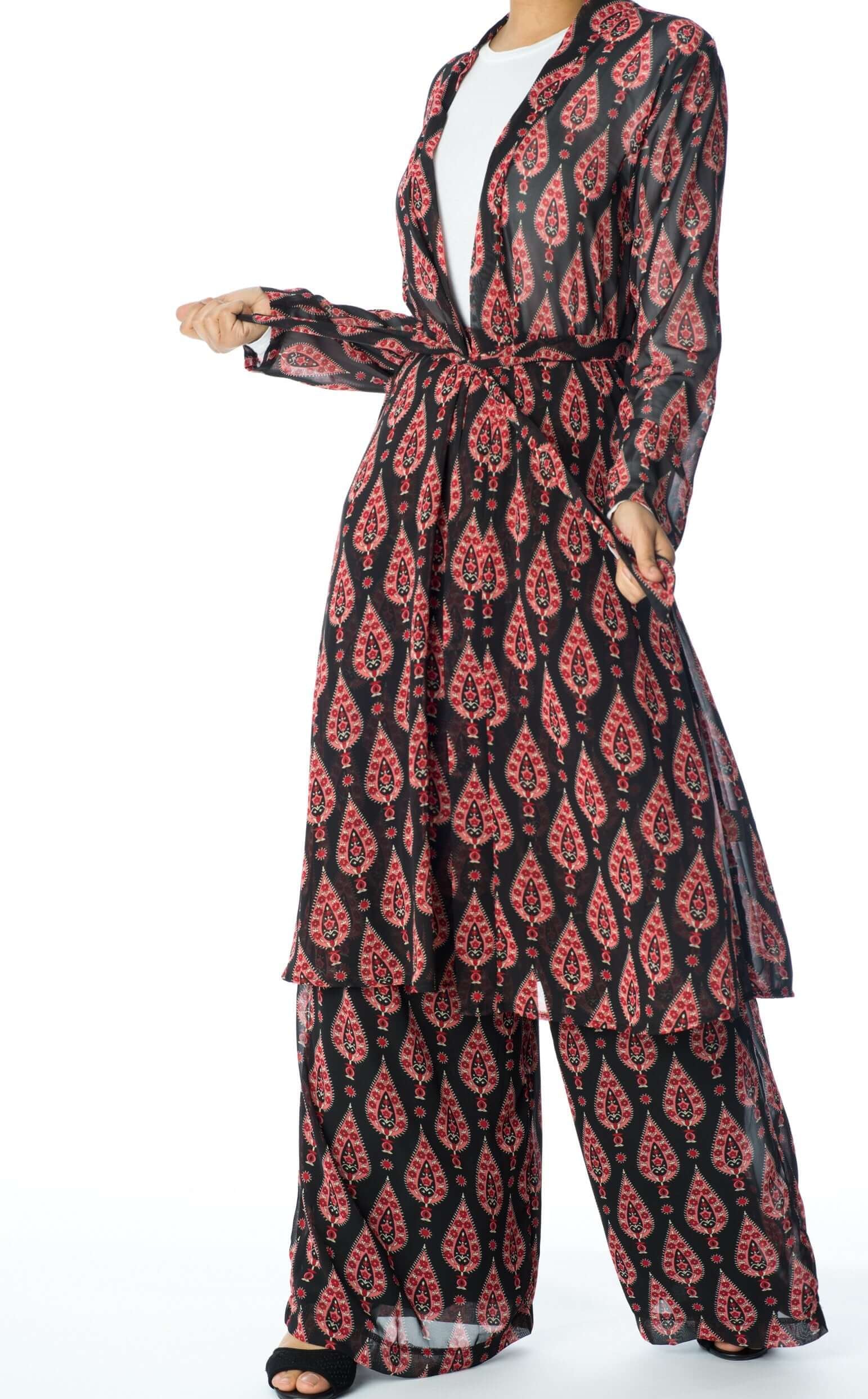 Black monniete print matching set Kabayare