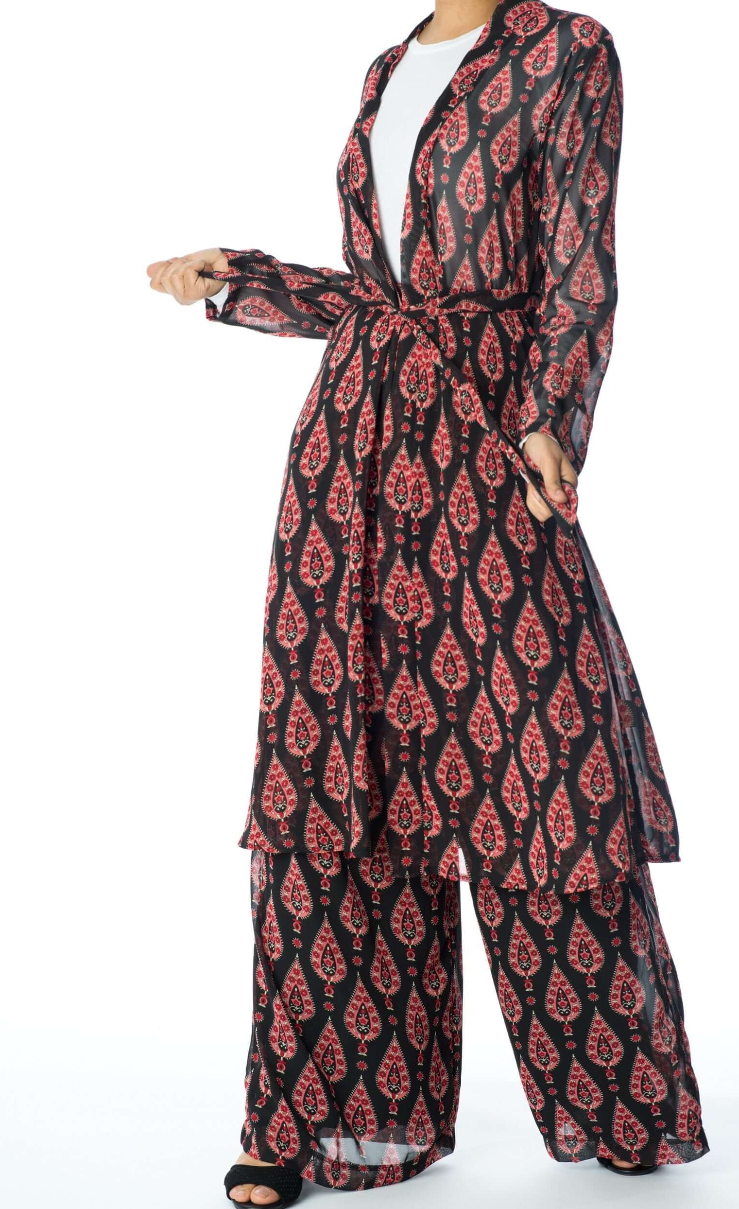 Black monniete print matching set Kabayare