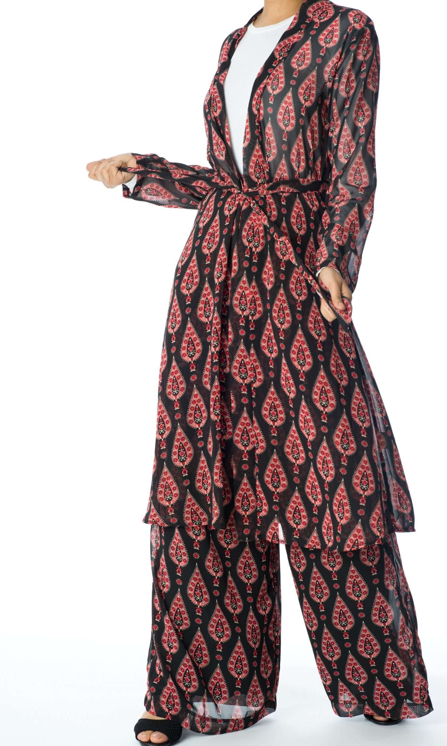 Black monniete print matching set Kabayare