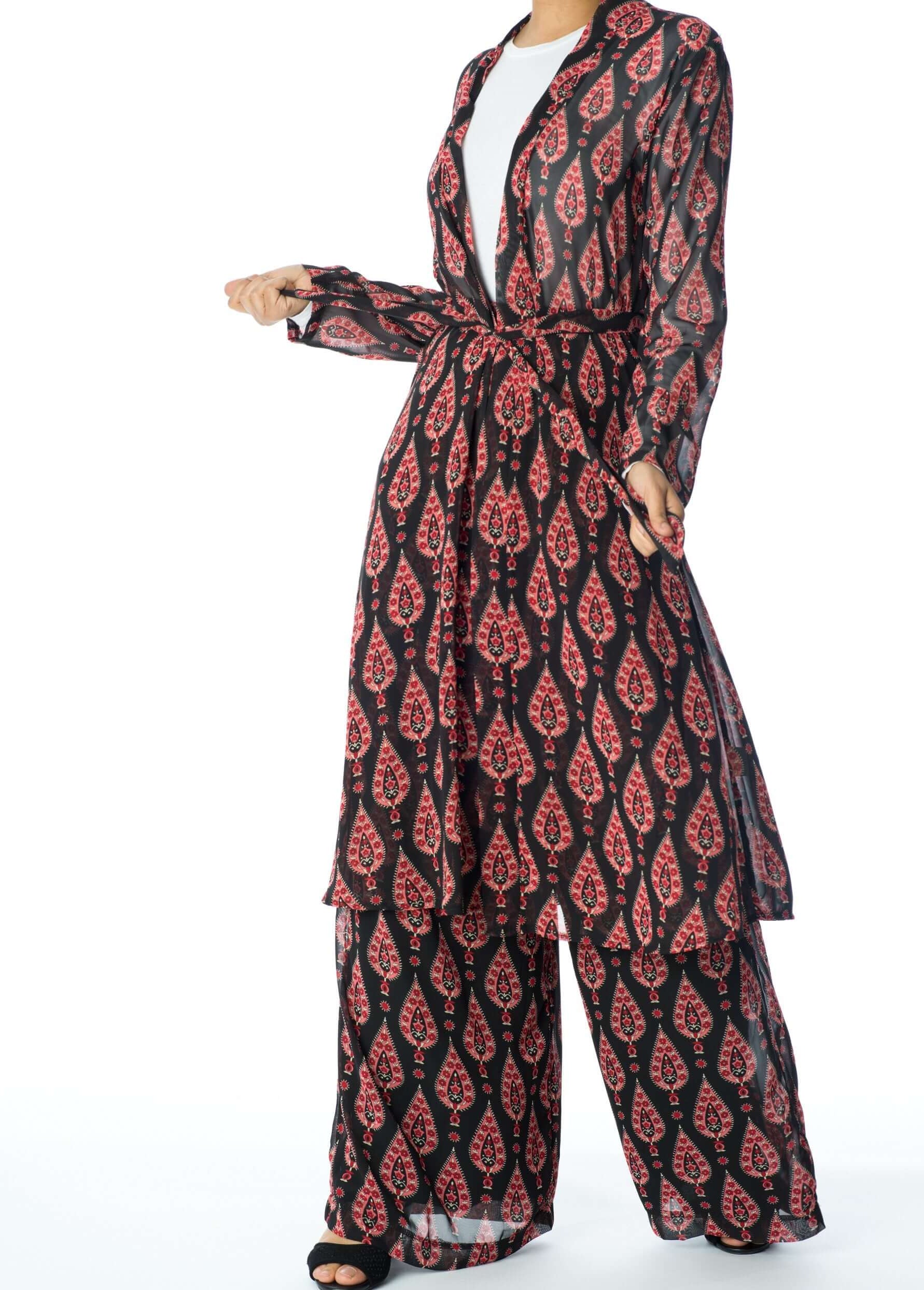 Black monniete print matching set Kabayare