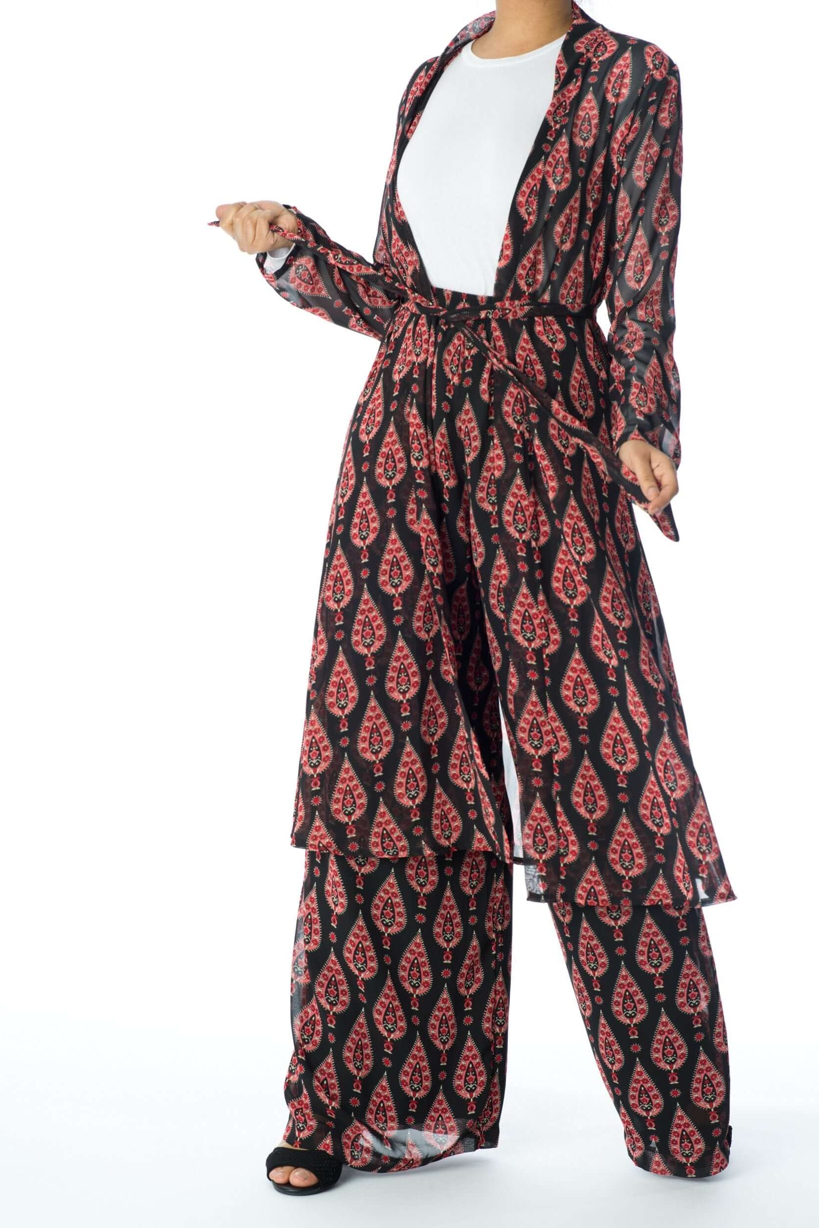 Black monniete print matching set Kabayare