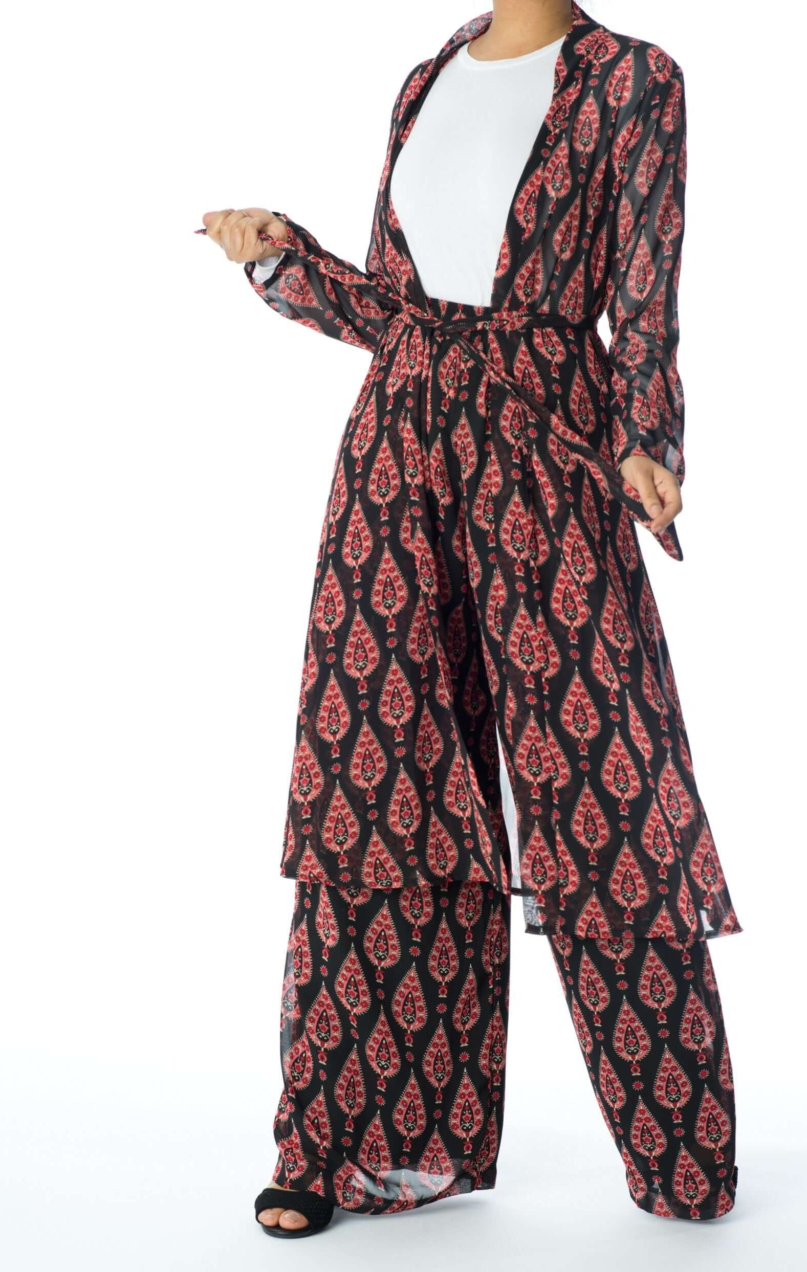 Black monniete print matching set Kabayare