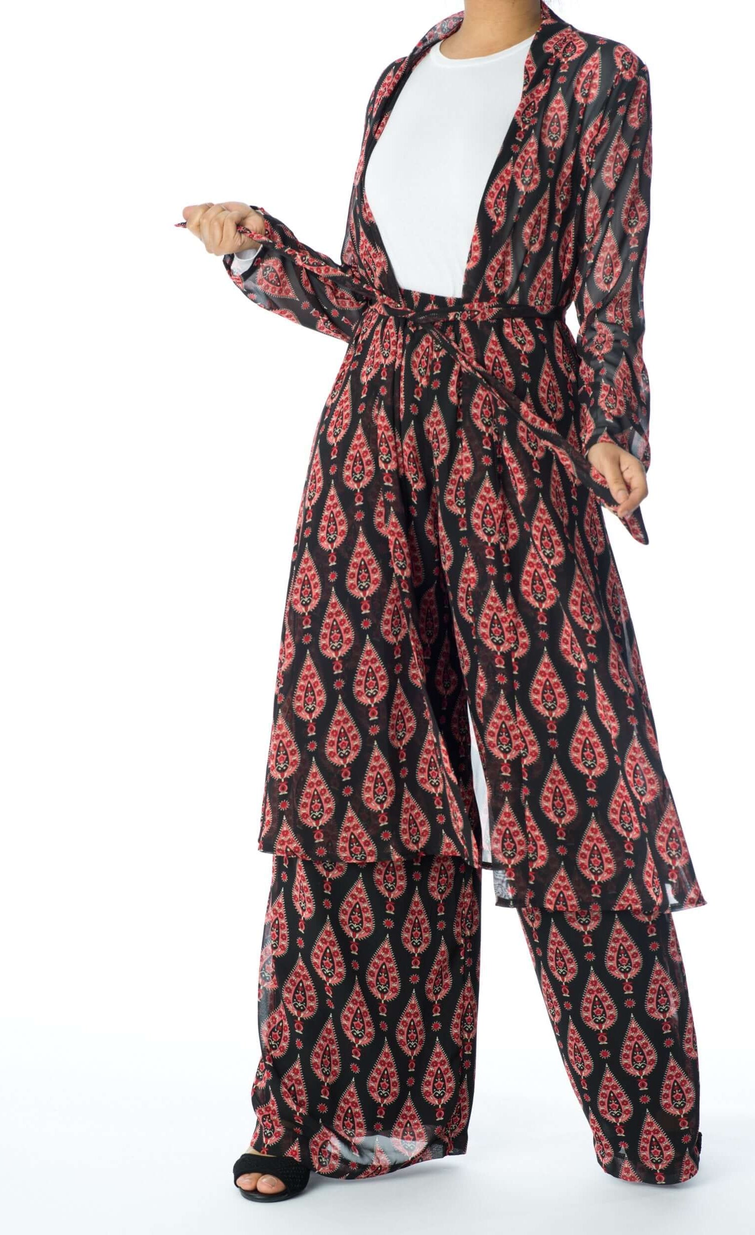 Black monniete print matching set Kabayare