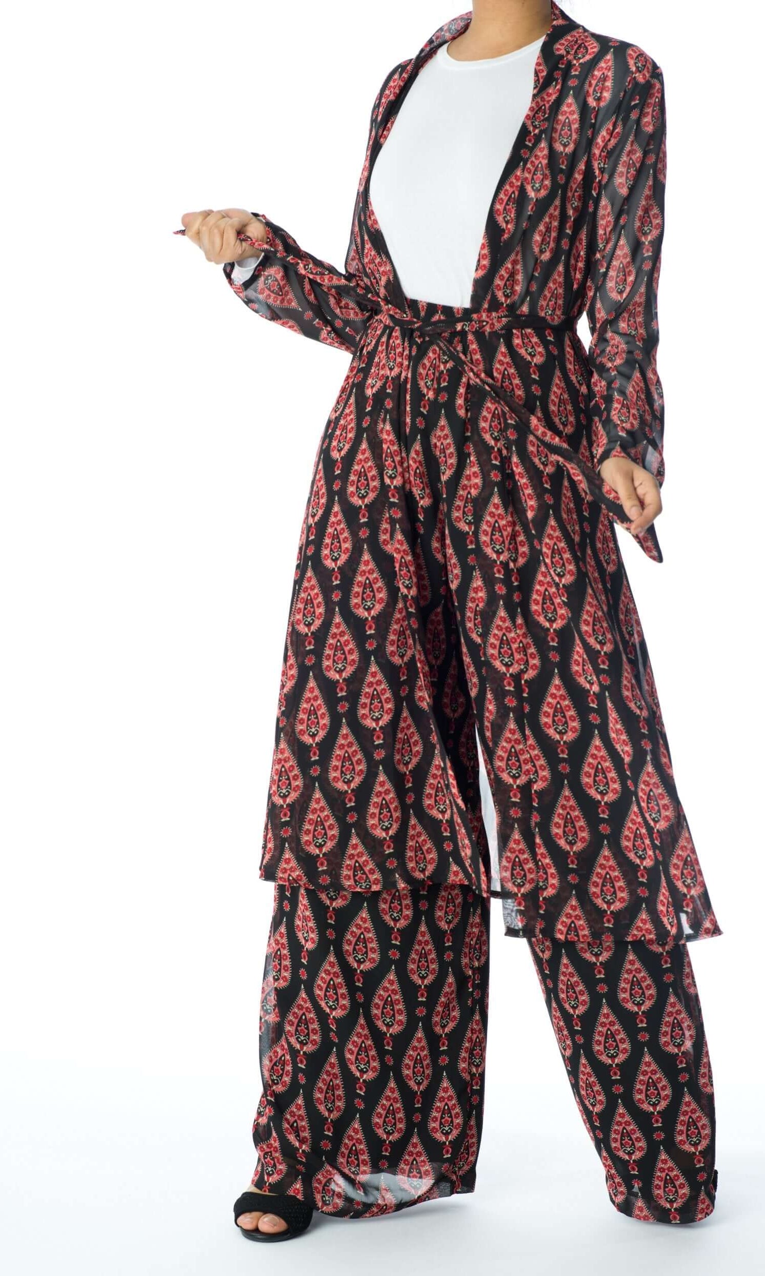 Black monniete print matching set Kabayare