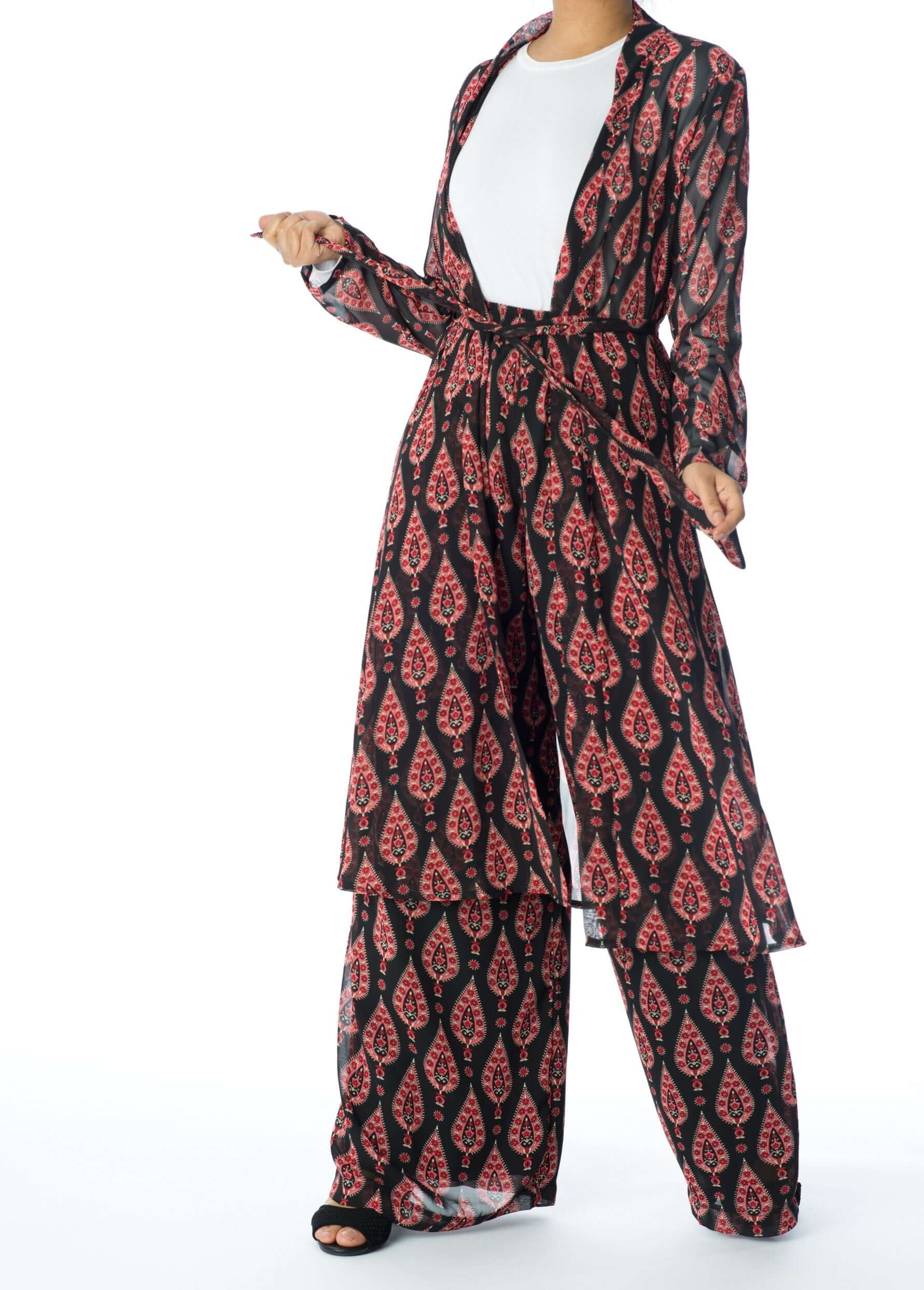 Black monniete print matching set Kabayare