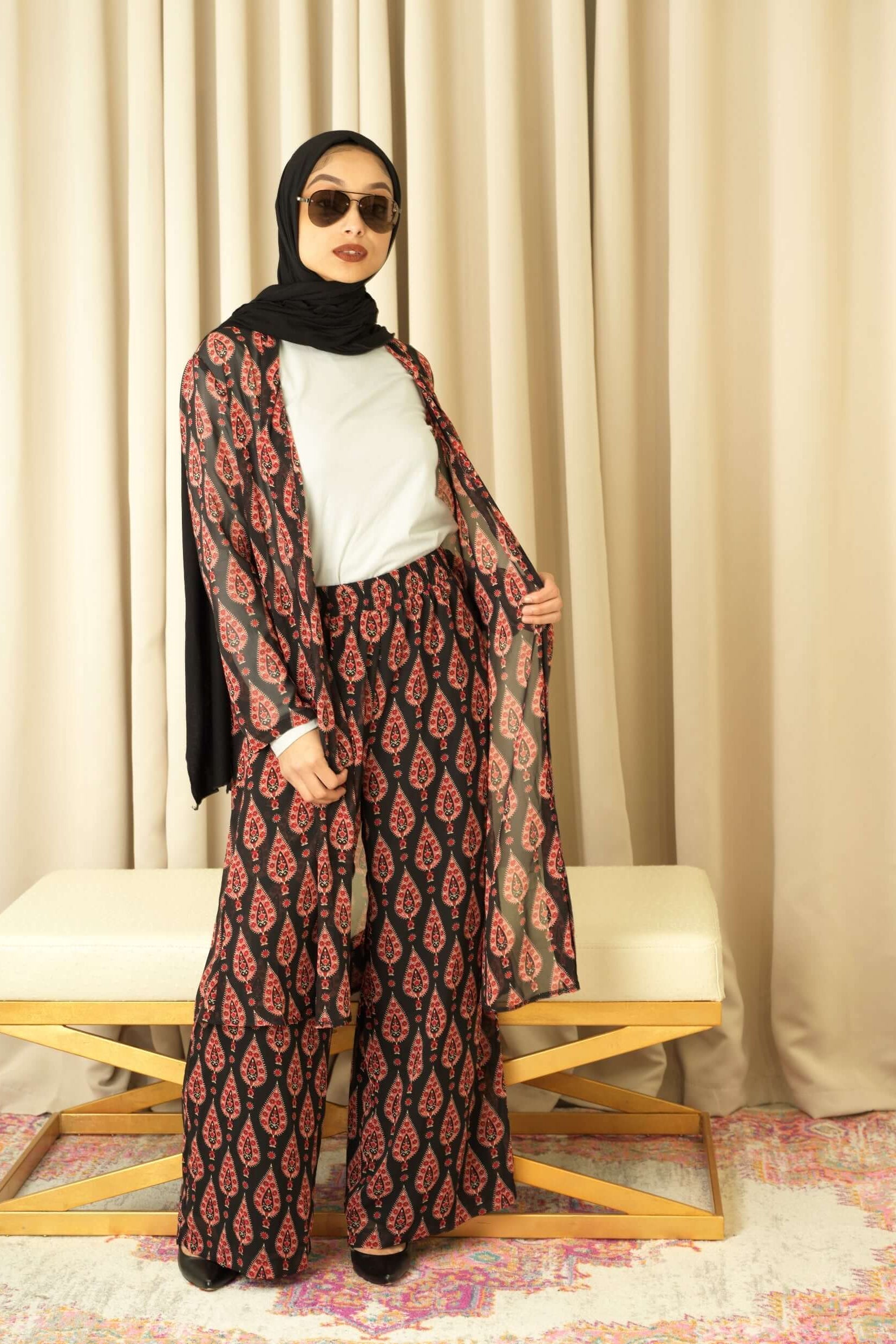 Black monniete print matching set KF