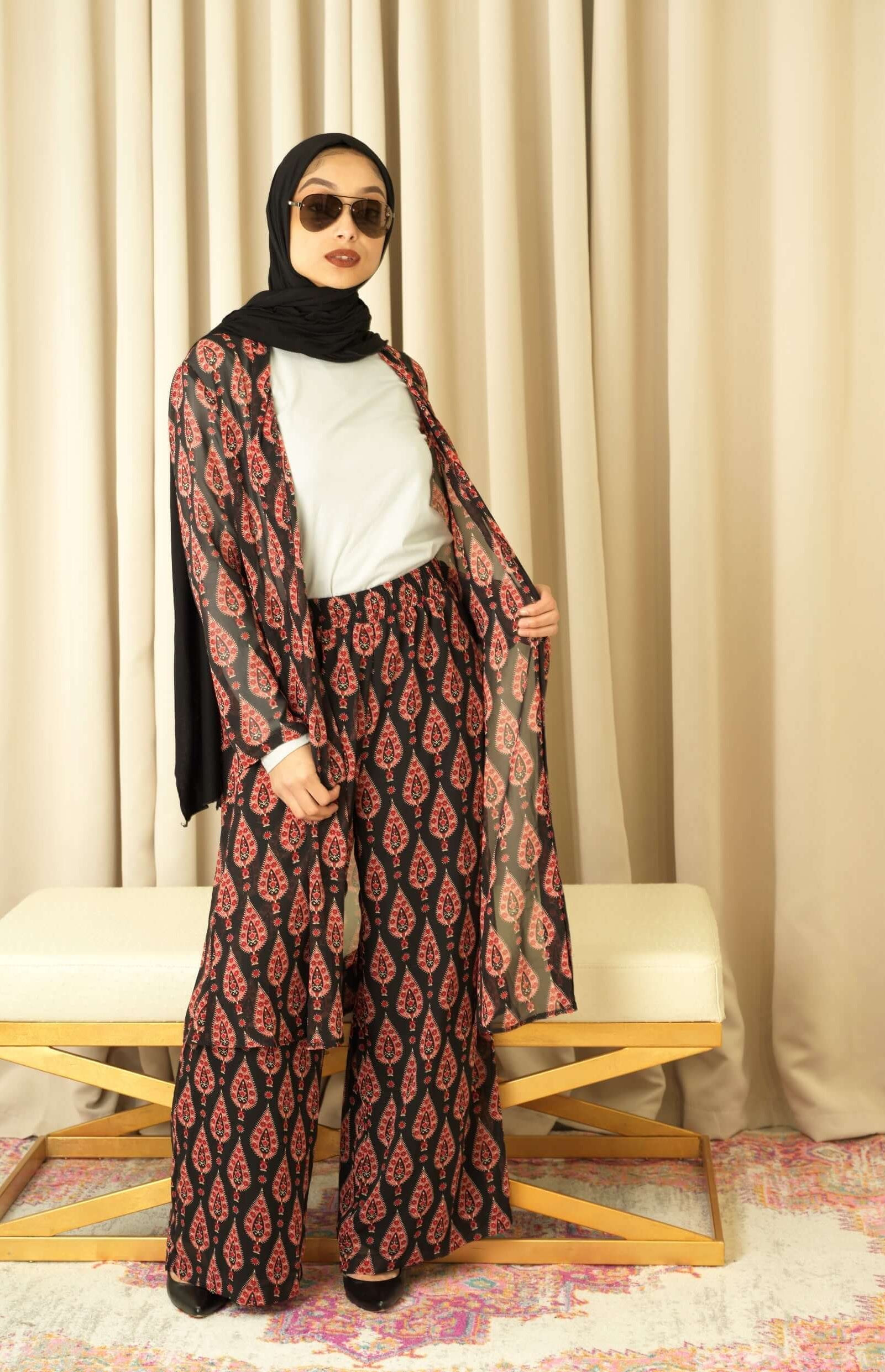 Black monniete print matching set KF