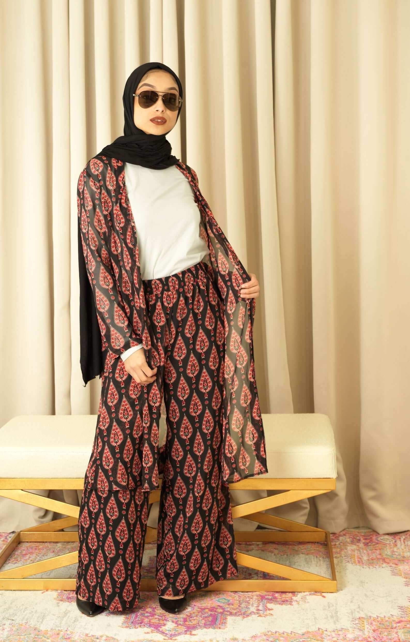Black monniete print matching set KF