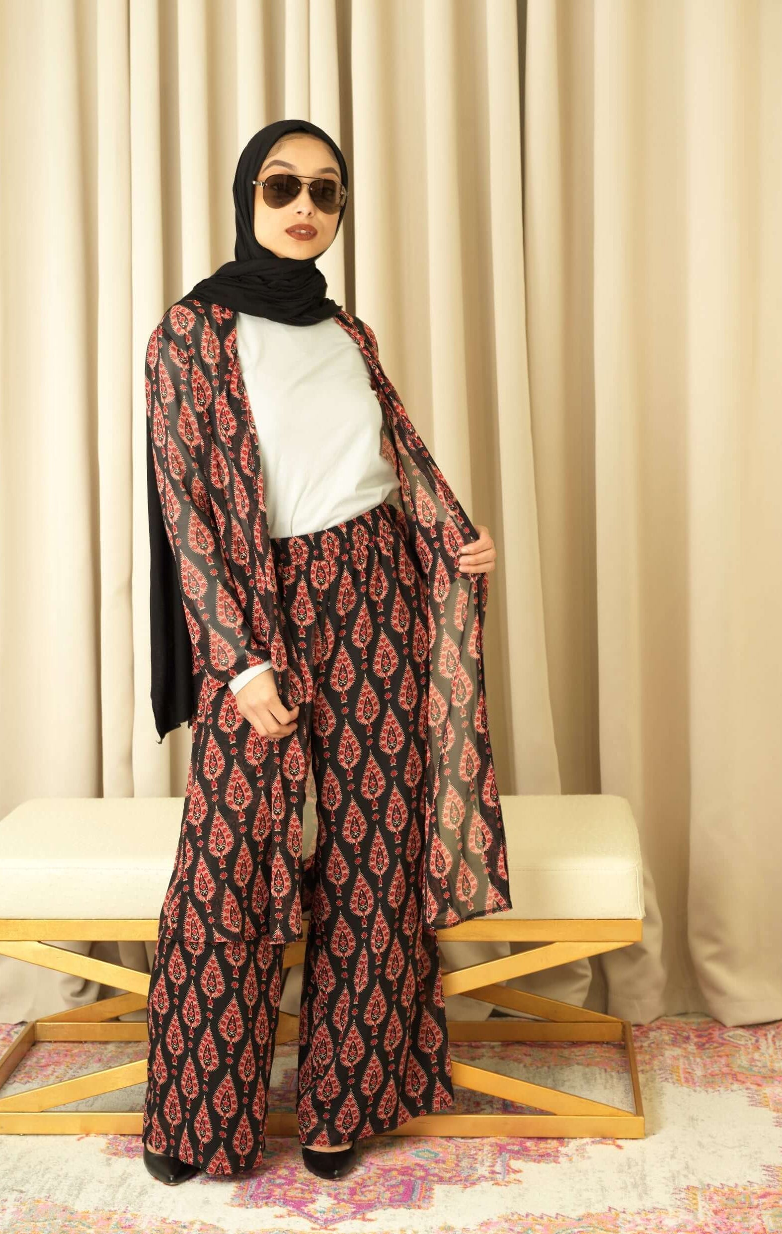 Black monniete print matching set KF