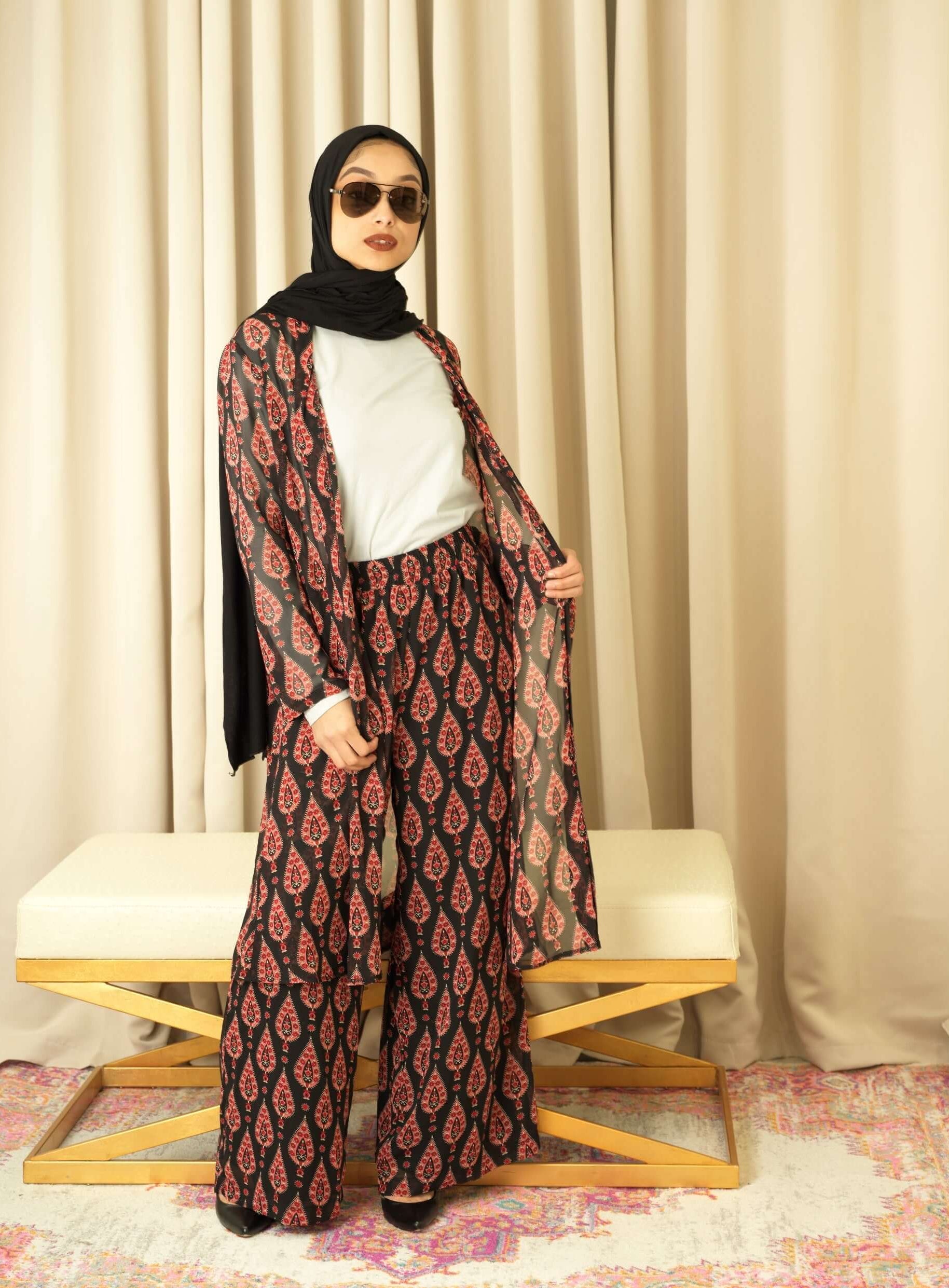 Black monniete print matching set KF