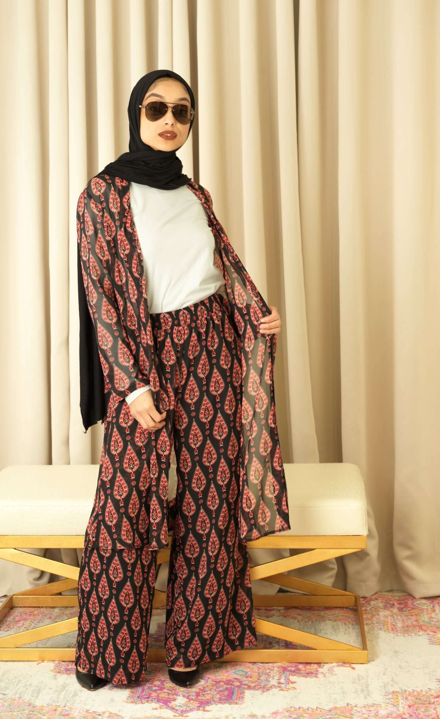 Black monniete print matching set KF