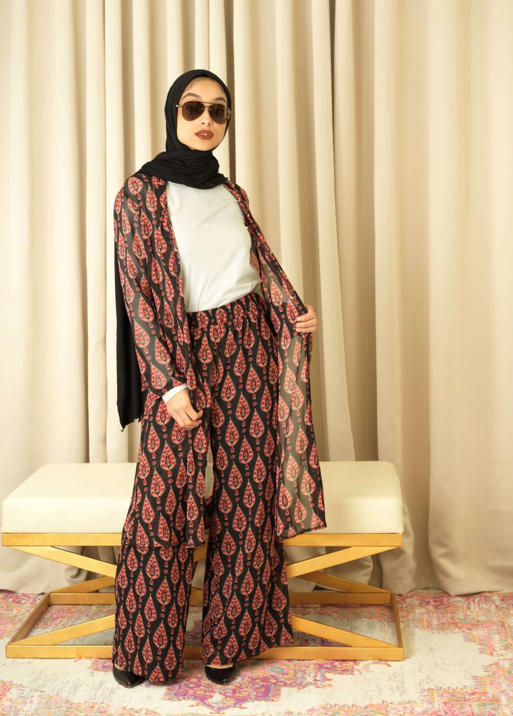 Black monniete print matching set KF