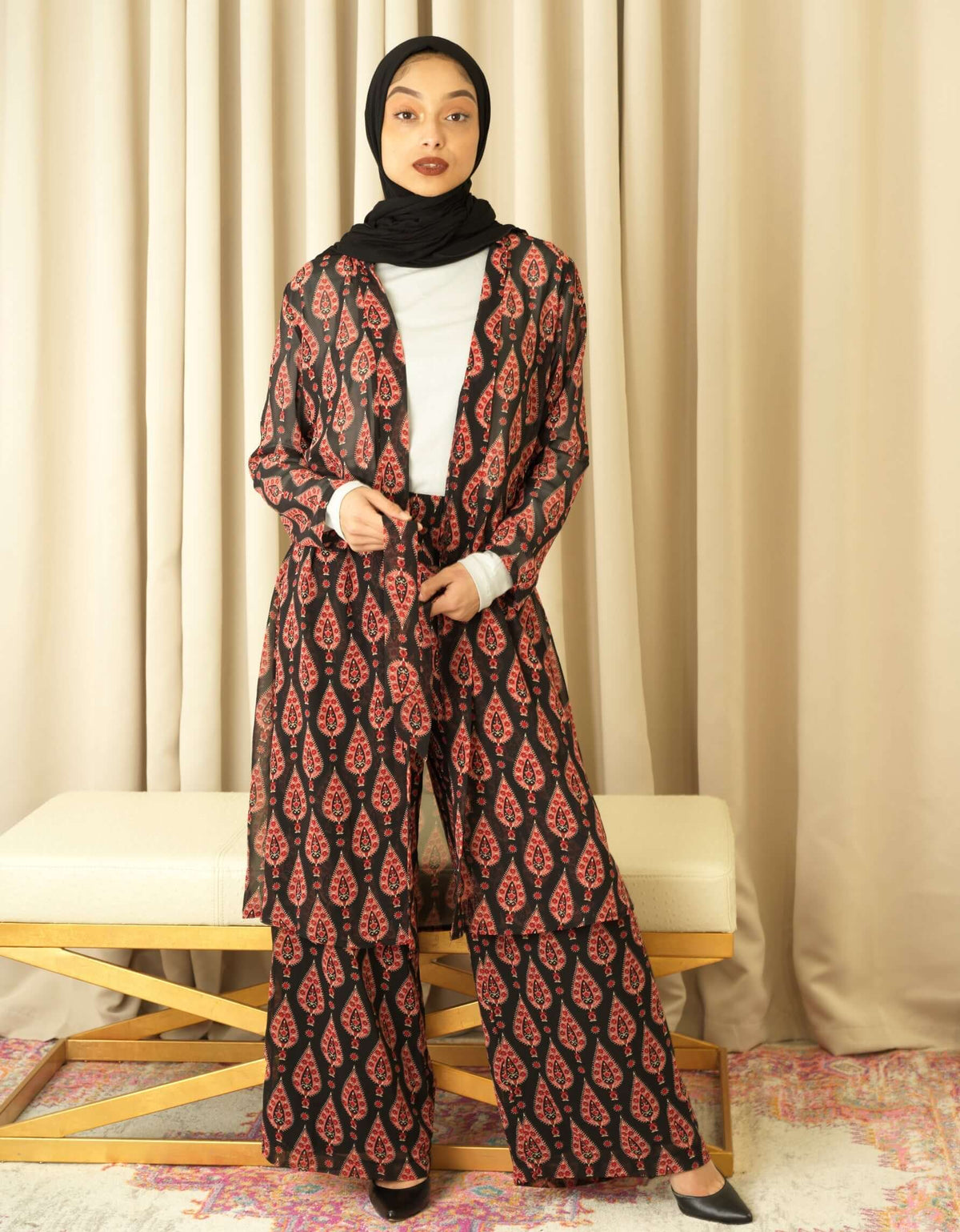 Black monniete print matching set KF