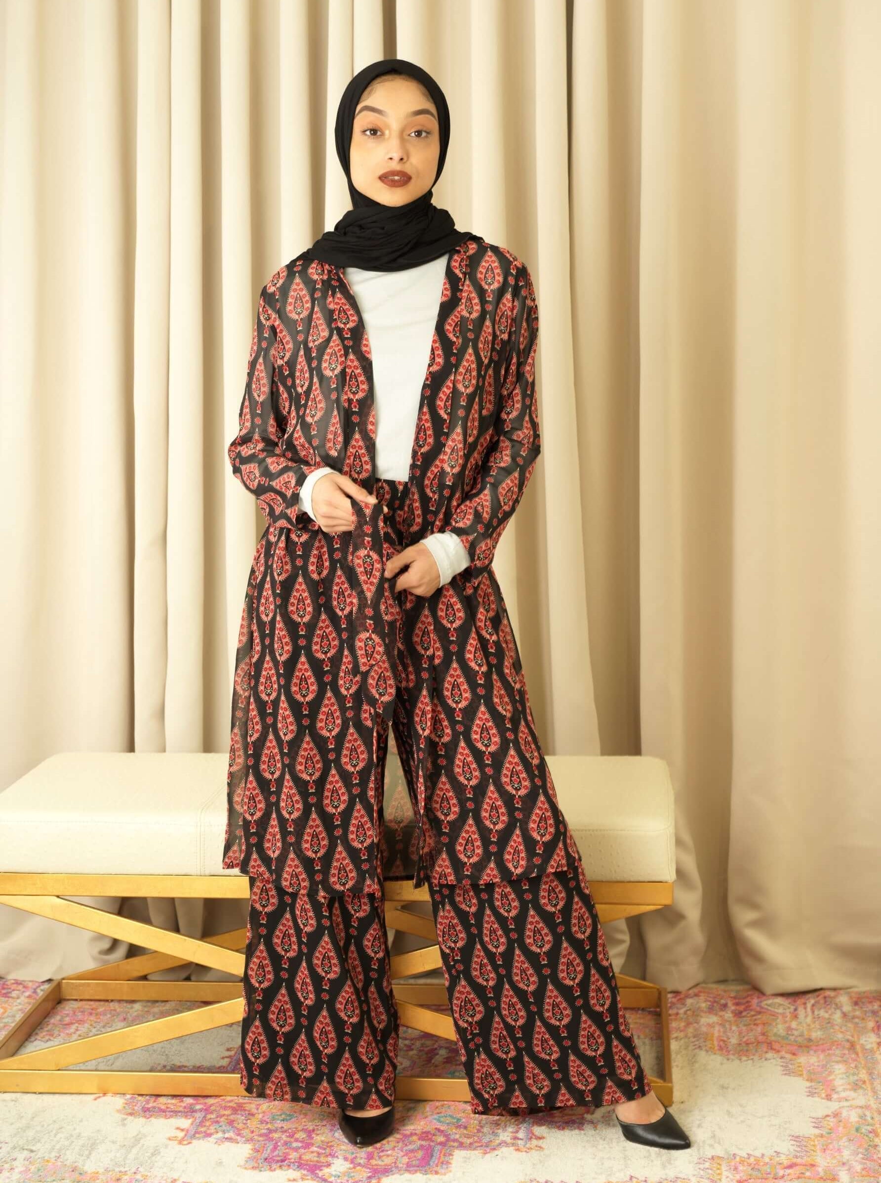 Black monniete print matching set KF