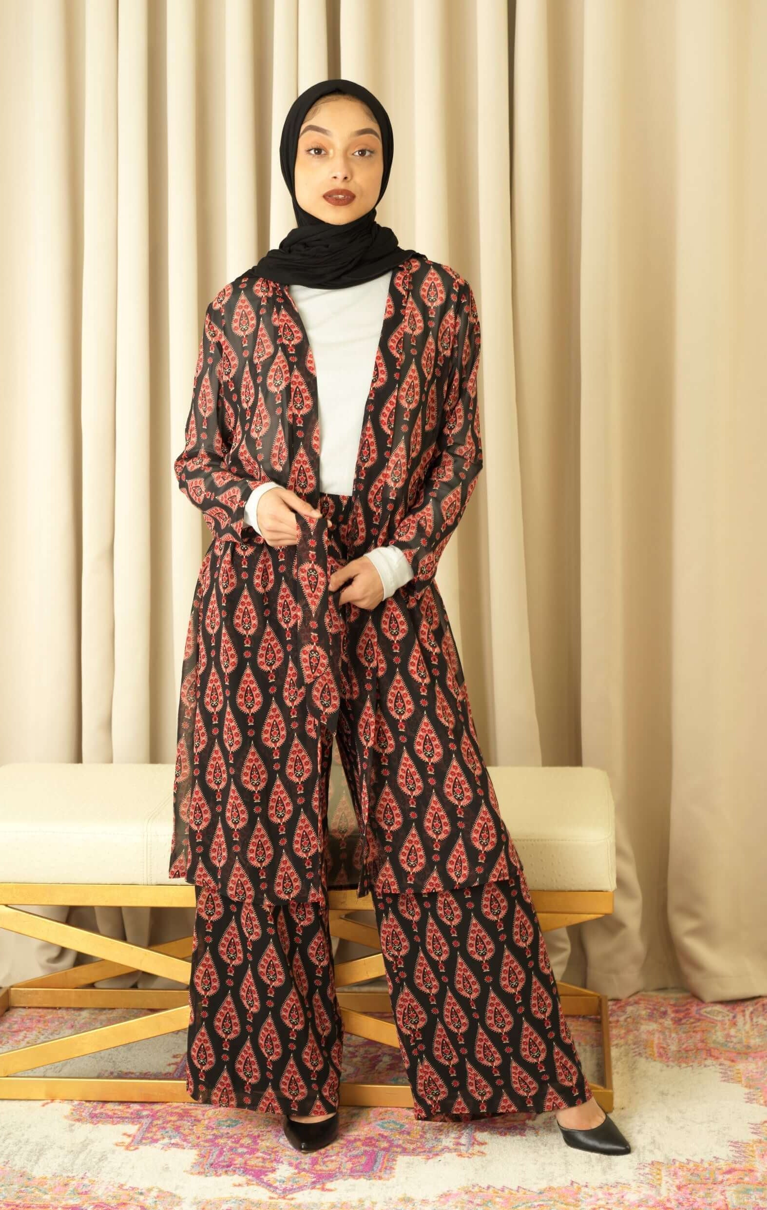 Black monniete print matching set KF