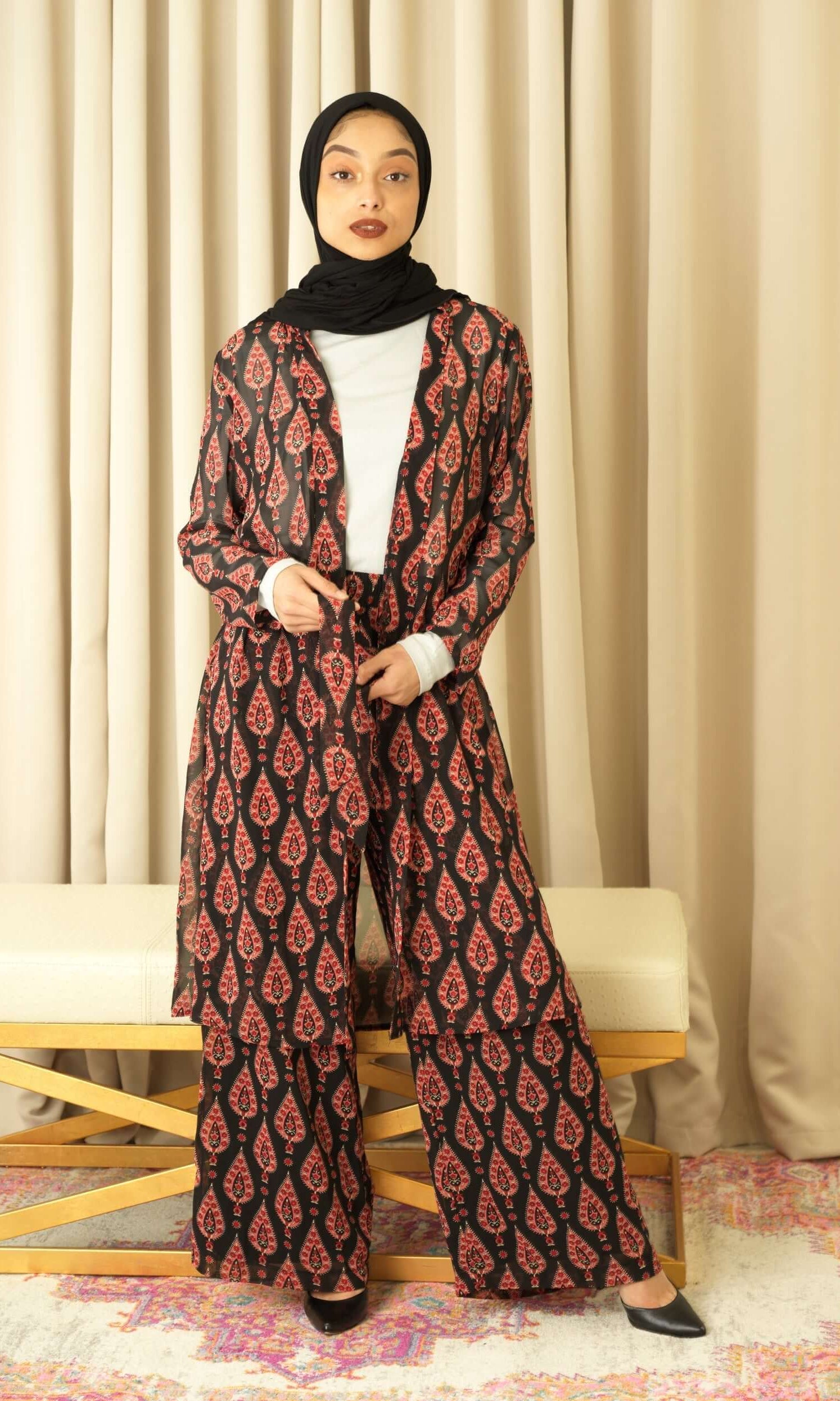Black monniete print matching set KF