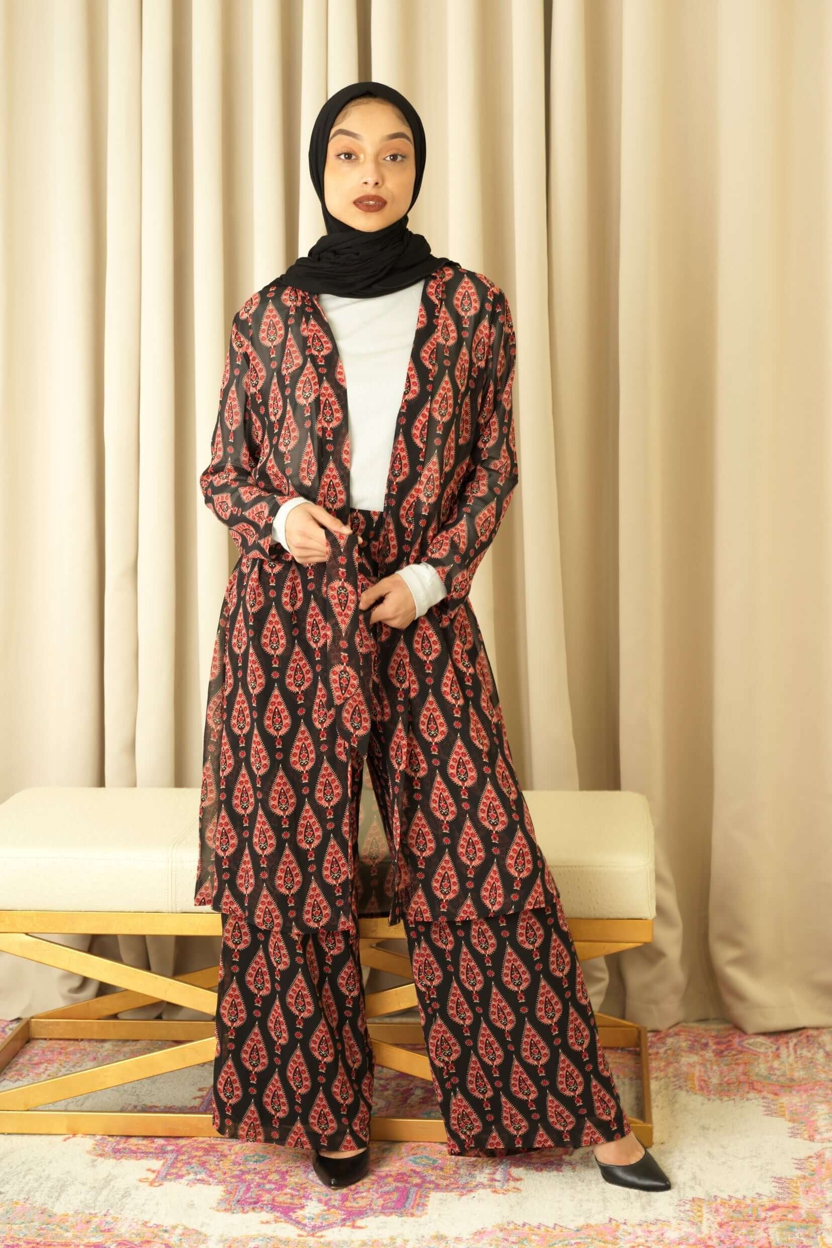 Black monniete print matching set KF