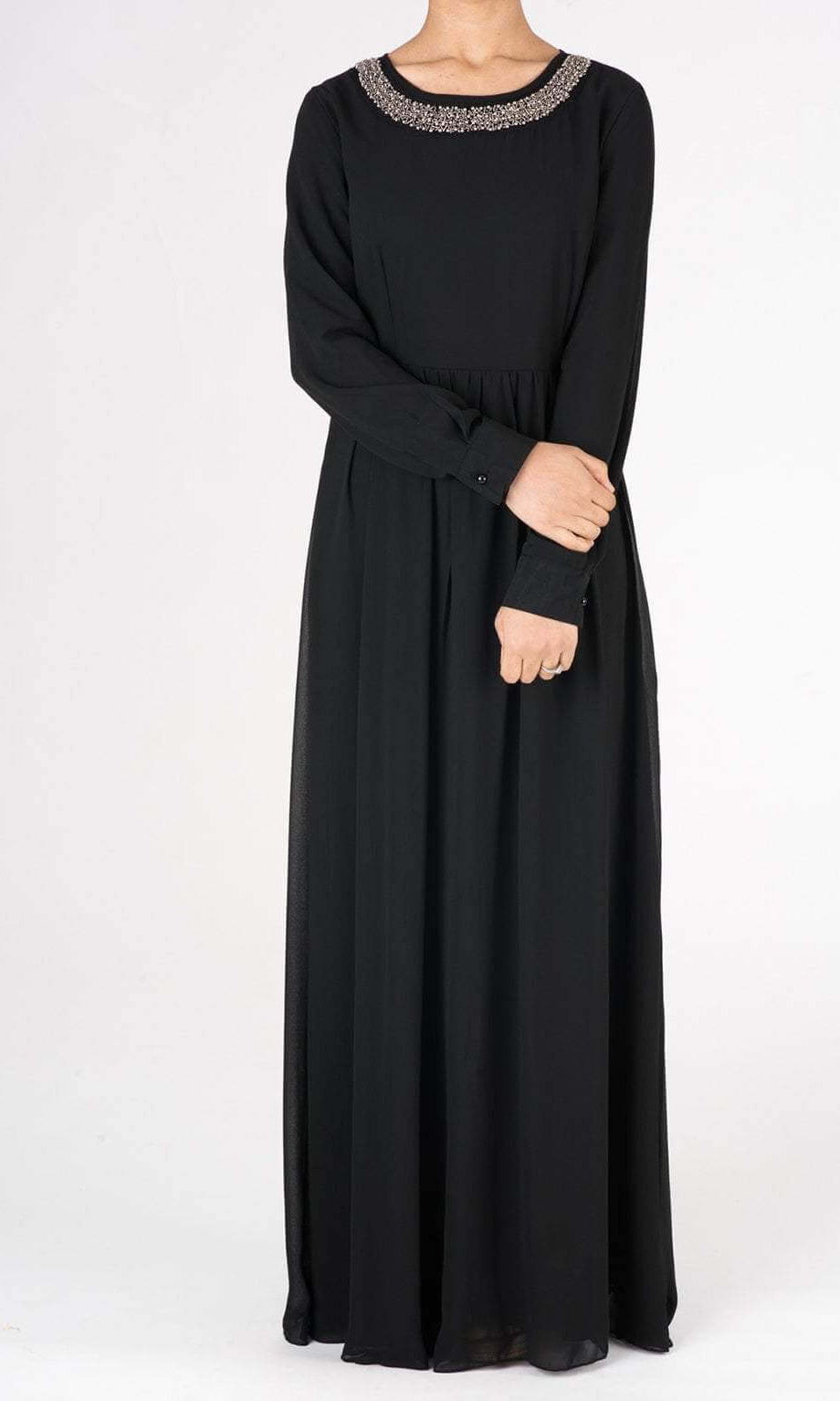 Black Neck Beaded Maxi Dress Kabayare