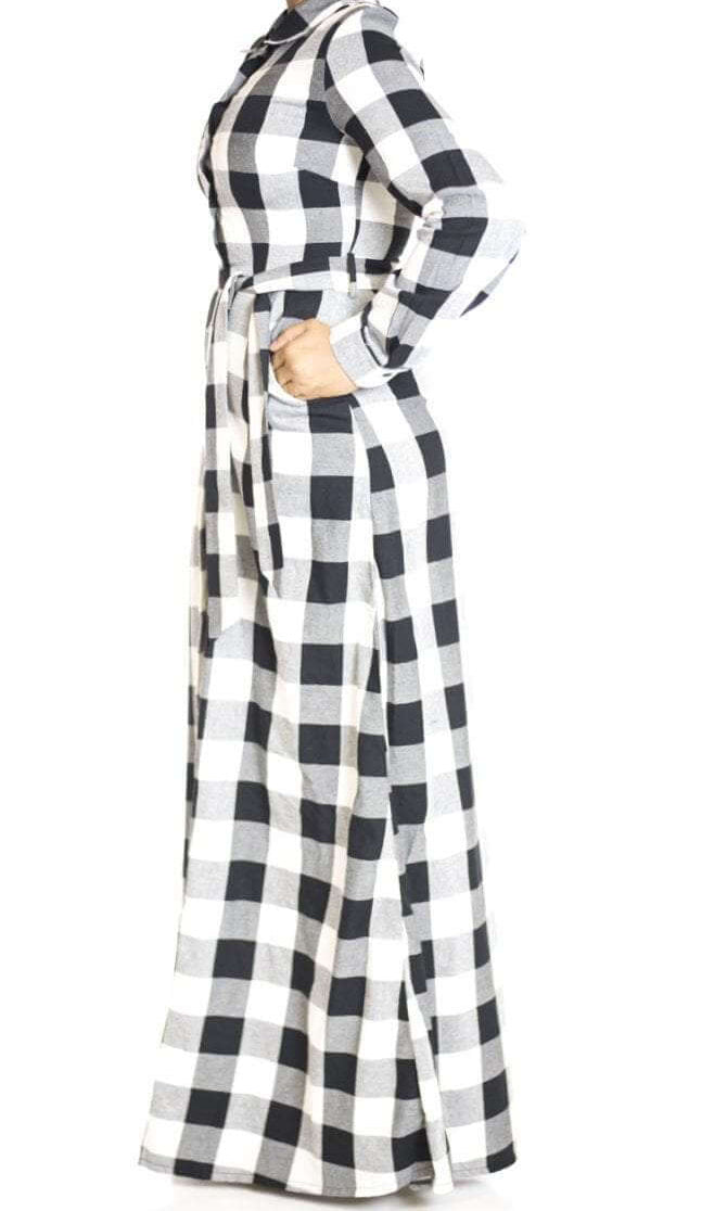 Black Plaid Maxi dress Kabayare