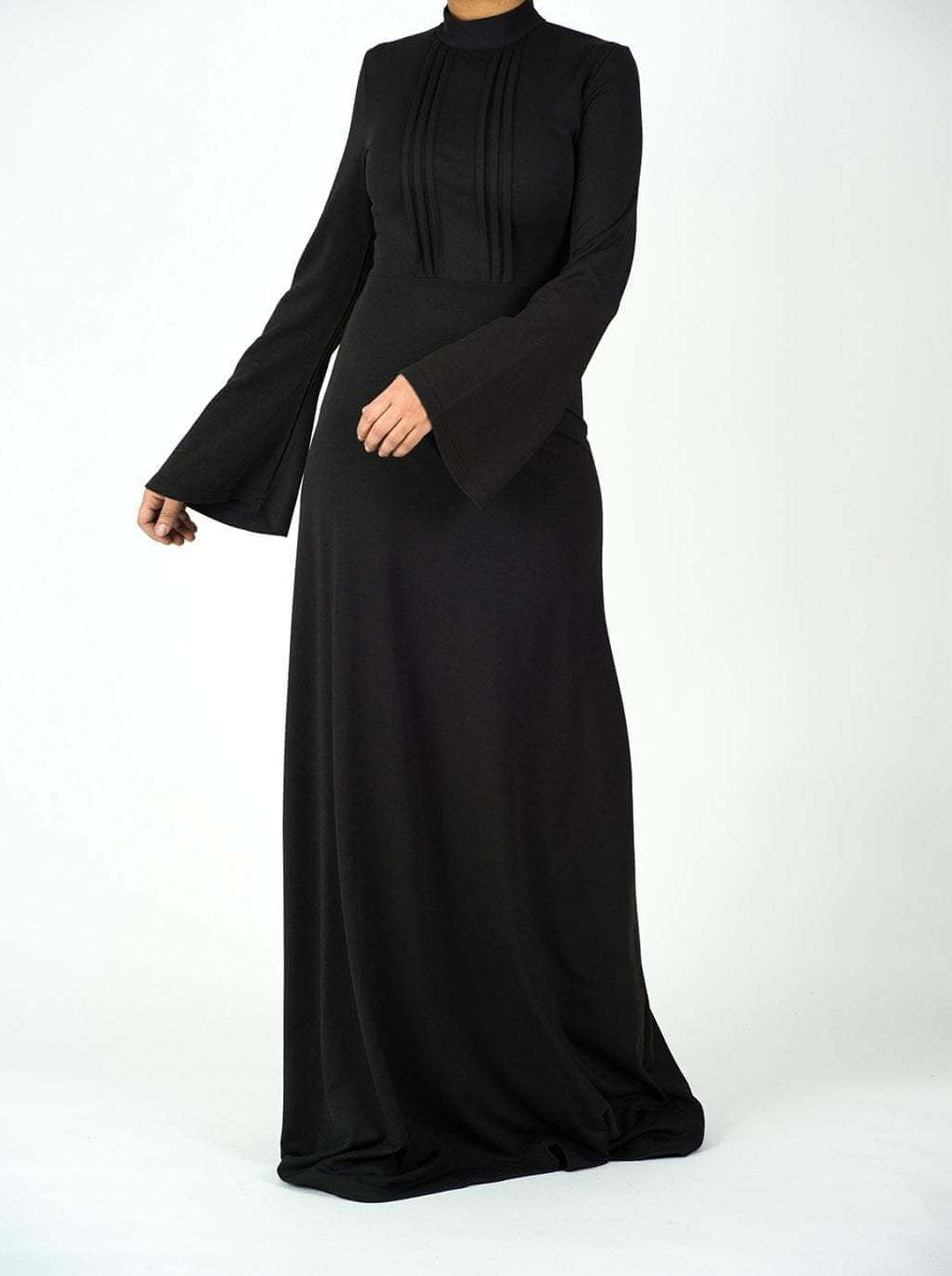 Black pleats wide sleeve dress Kabayare