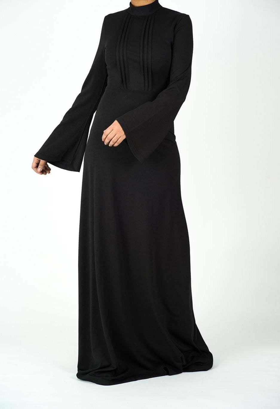 Black pleats wide sleeve dress Kabayare