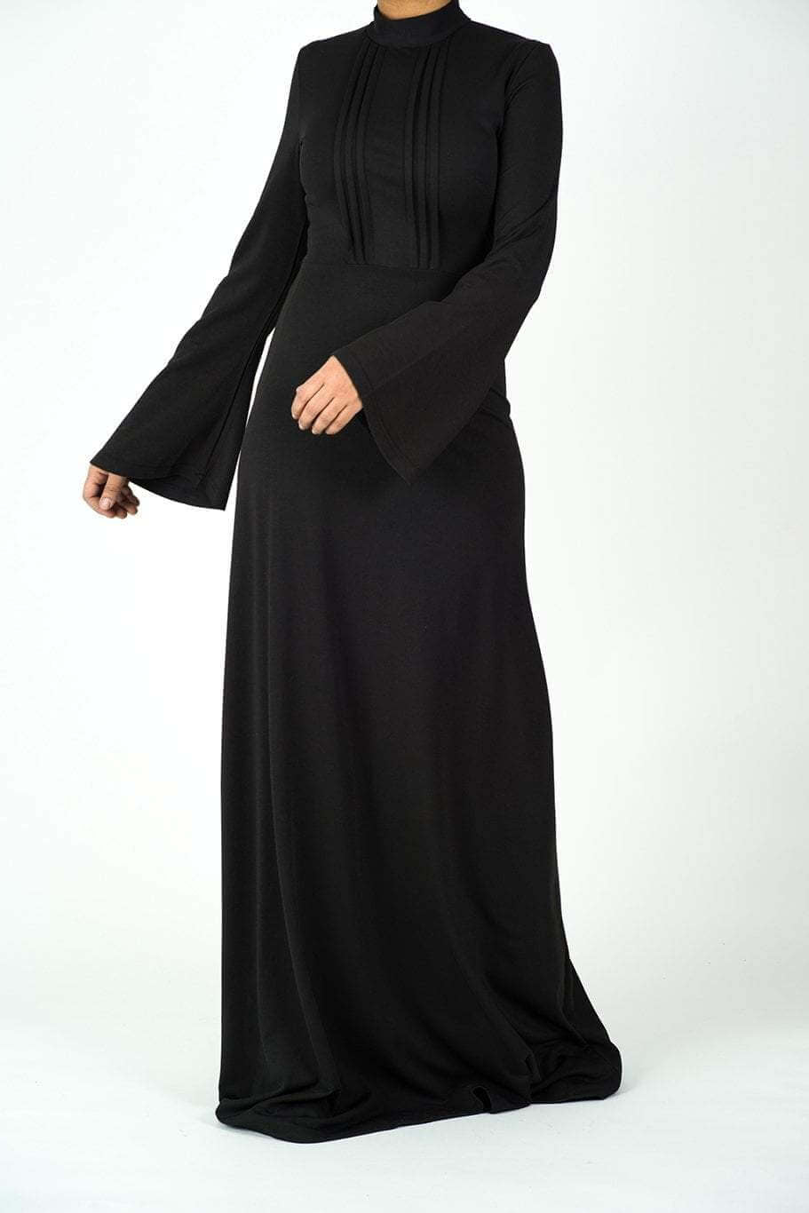 Black pleats wide sleeve dress Kabayare