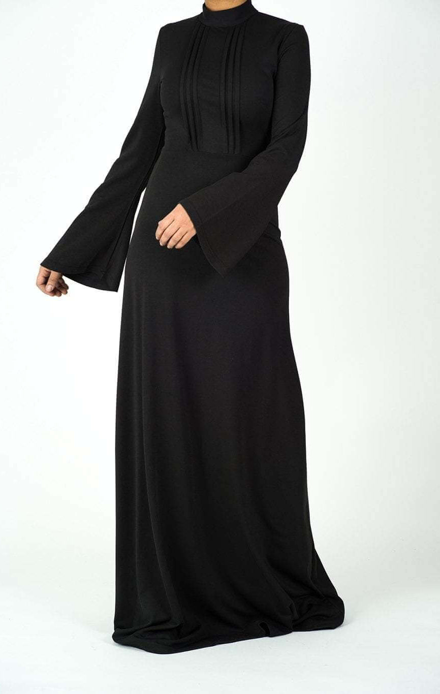 Black pleats wide sleeve dress Kabayare