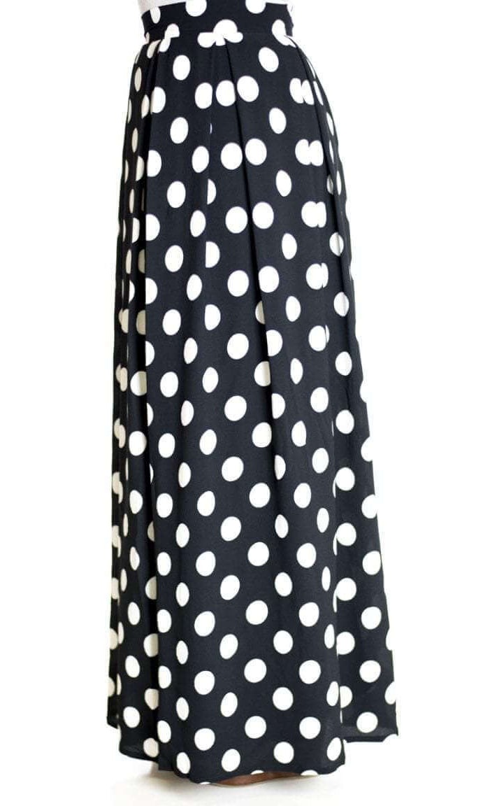 Black Polka dot Maxi skirt - Kabayare Fashion (5319133331605)