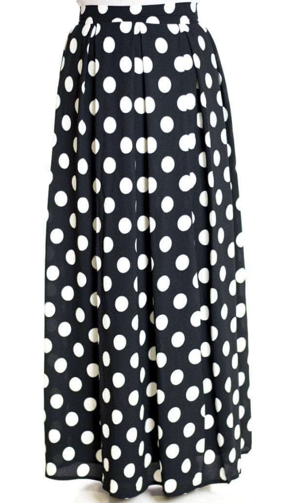 Black Polka dot Maxi skirt - Kabayare Fashion (5319133331605)