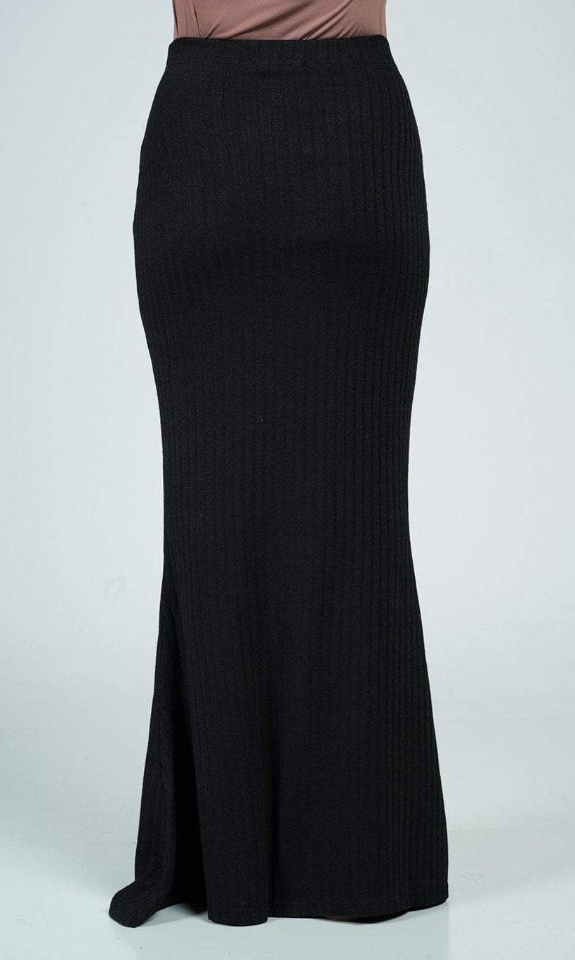 Black Ribbed Sweater Pencil Skirt Kabayare