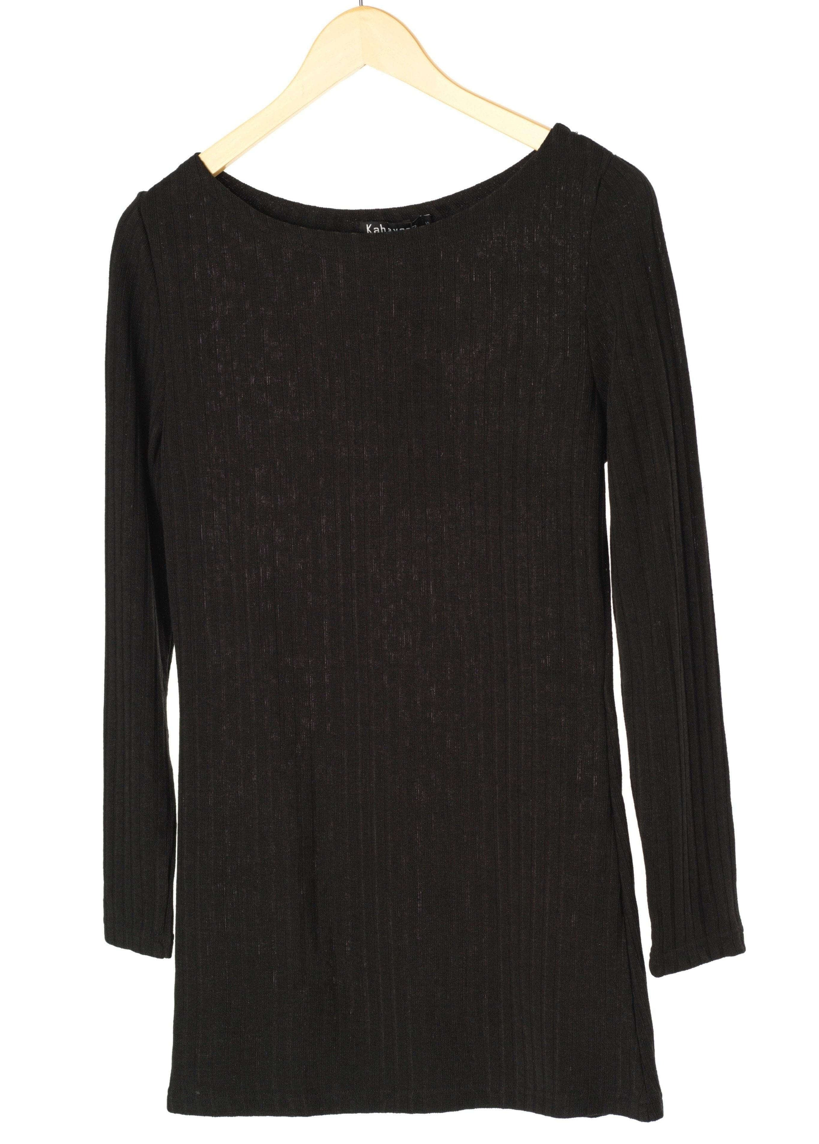 Black Ribbed Sweater Shirt Kabayare