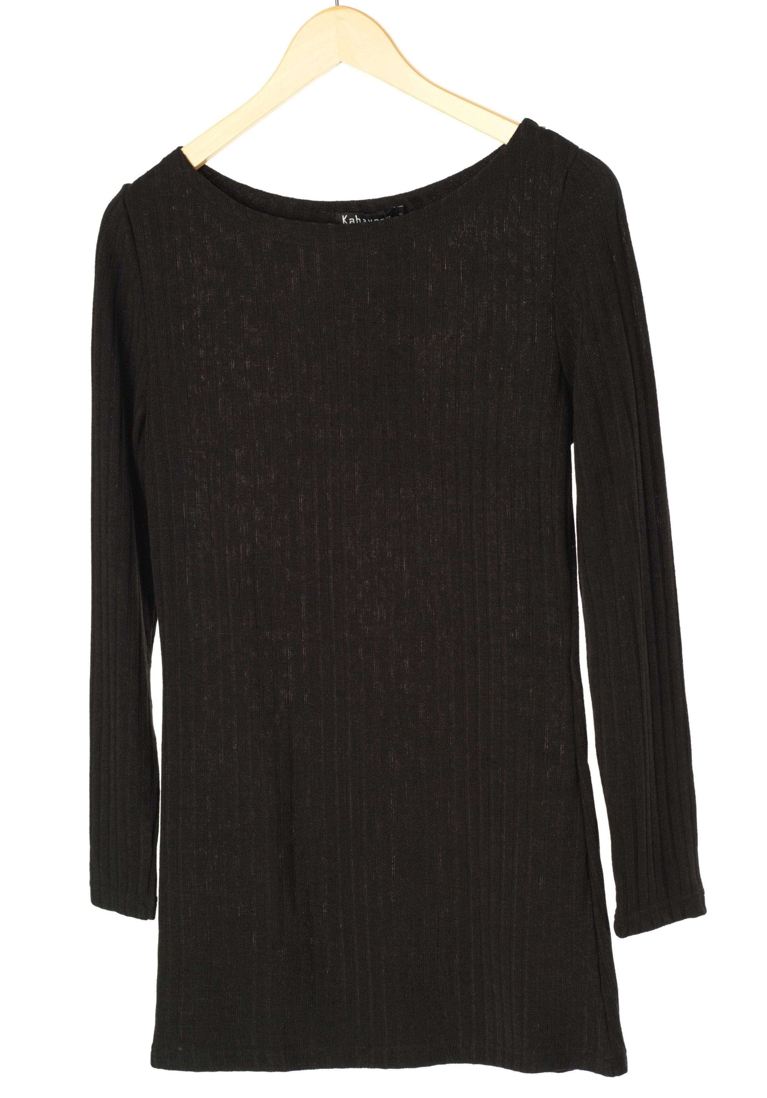 Black Ribbed Sweater Shirt Kabayare
