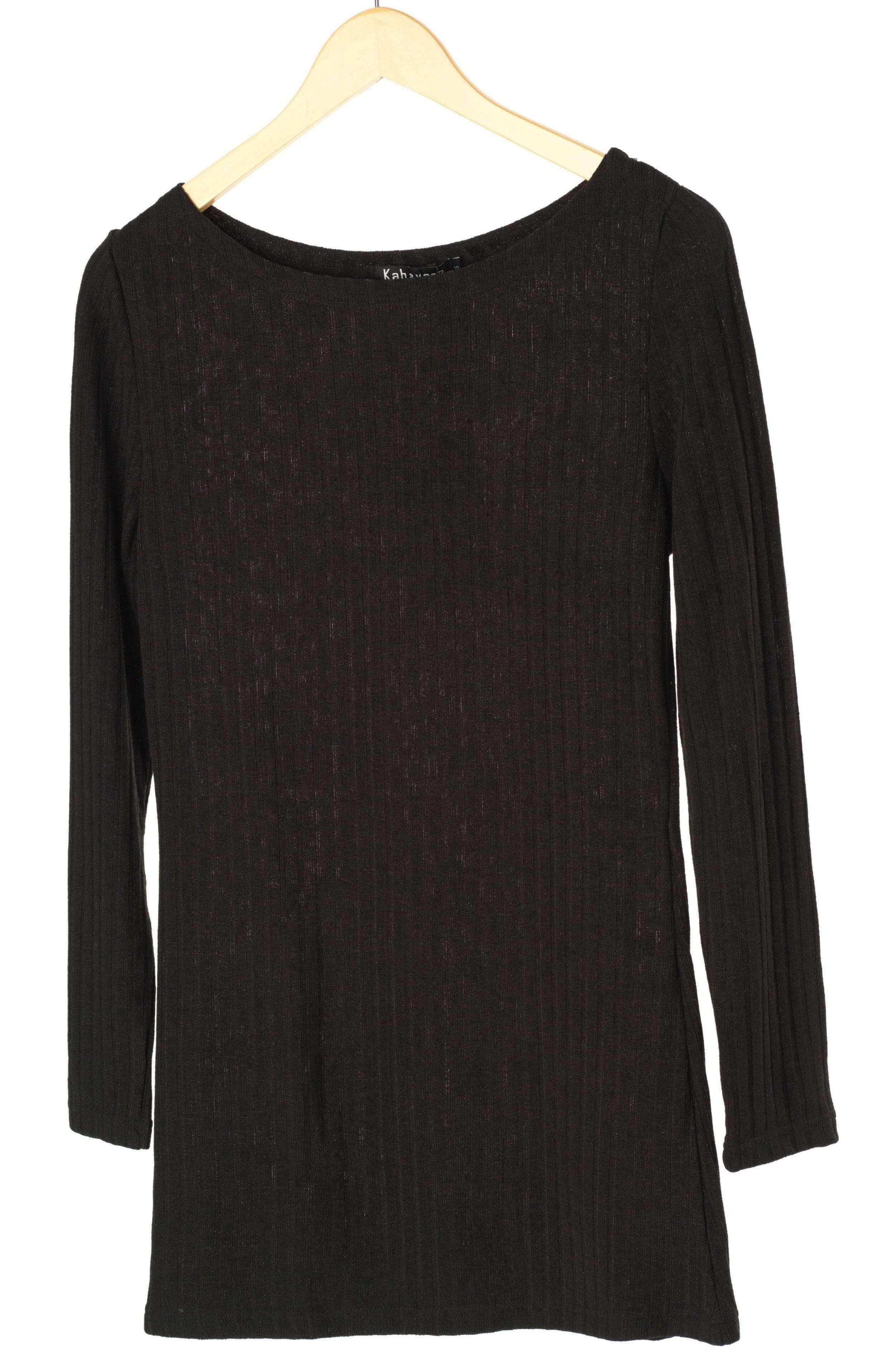 Black Ribbed Sweater Shirt Kabayare