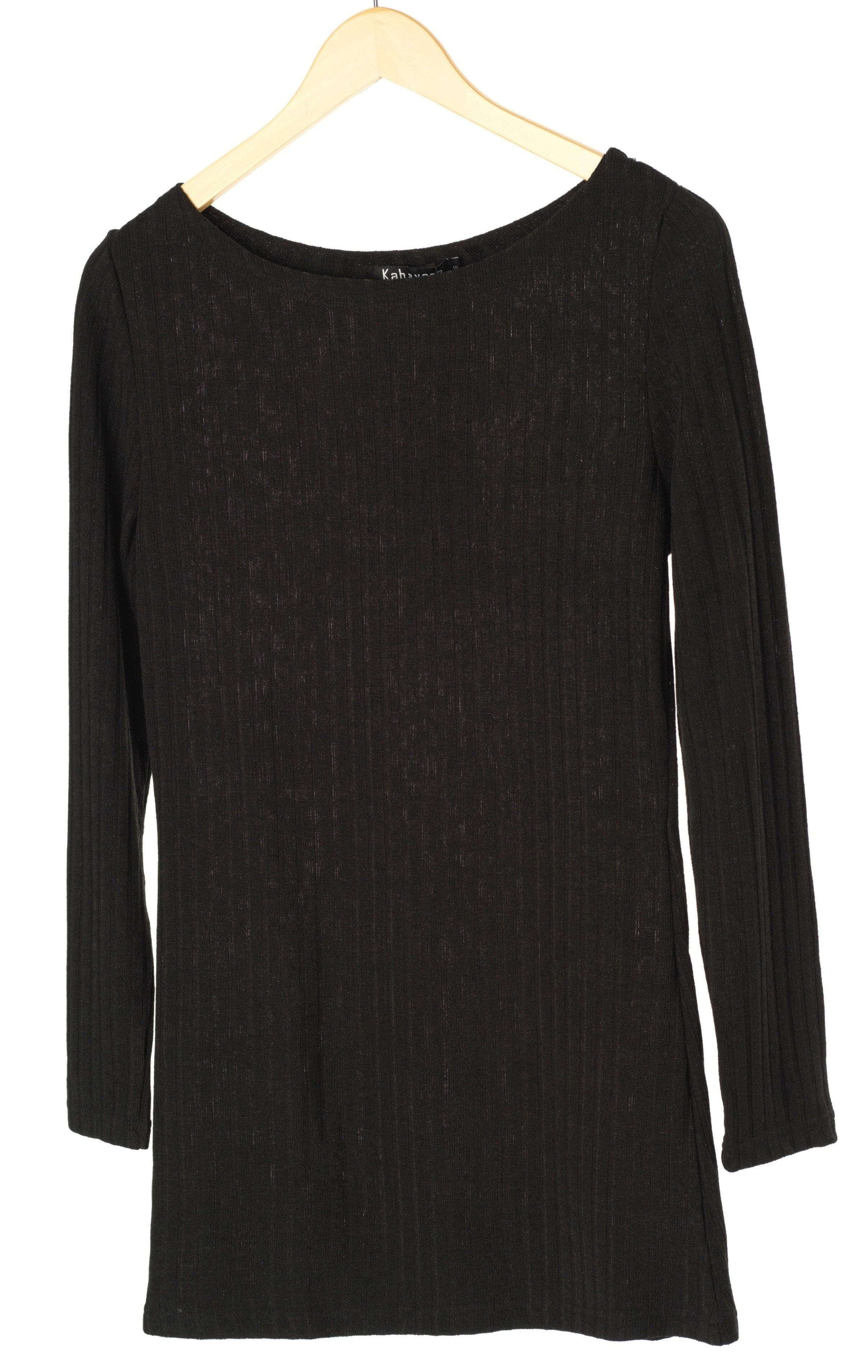 Black Ribbed Sweater Shirt Kabayare