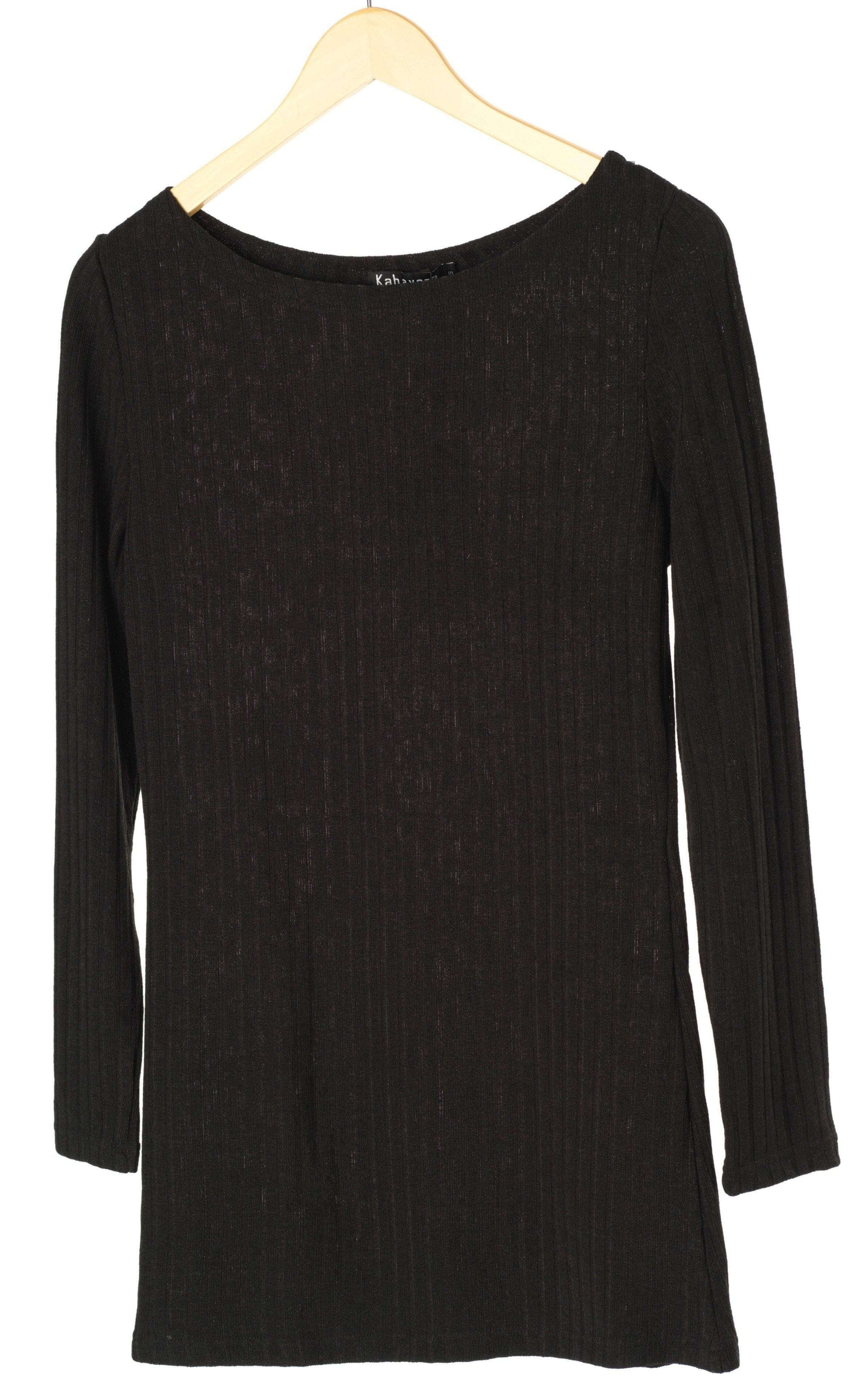 Black Ribbed Sweater Shirt Kabayare