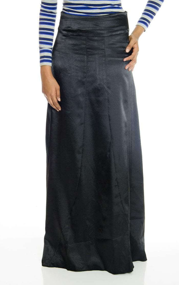 Black Satin Silk Skirt Kabayare