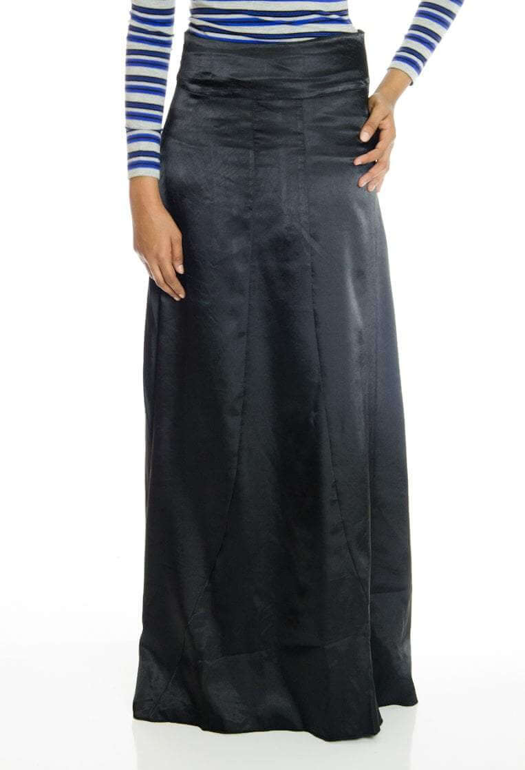 Black Satin Silk Skirt Kabayare
