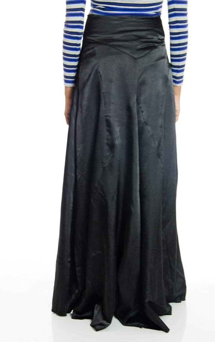 Black Satin Silk Skirt Kabayare