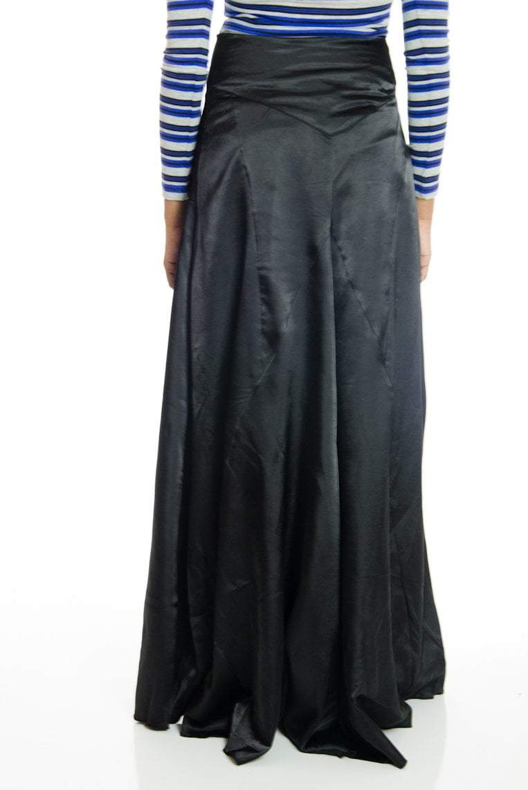 Black Satin Silk Skirt Kabayare