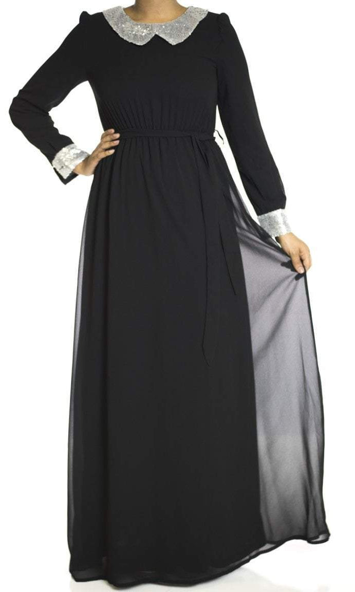 Black Sequin Bow maxi dress Kabayare