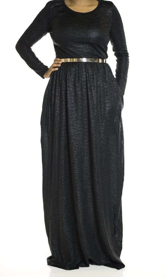 Black Shinny textured dress Kabayare
